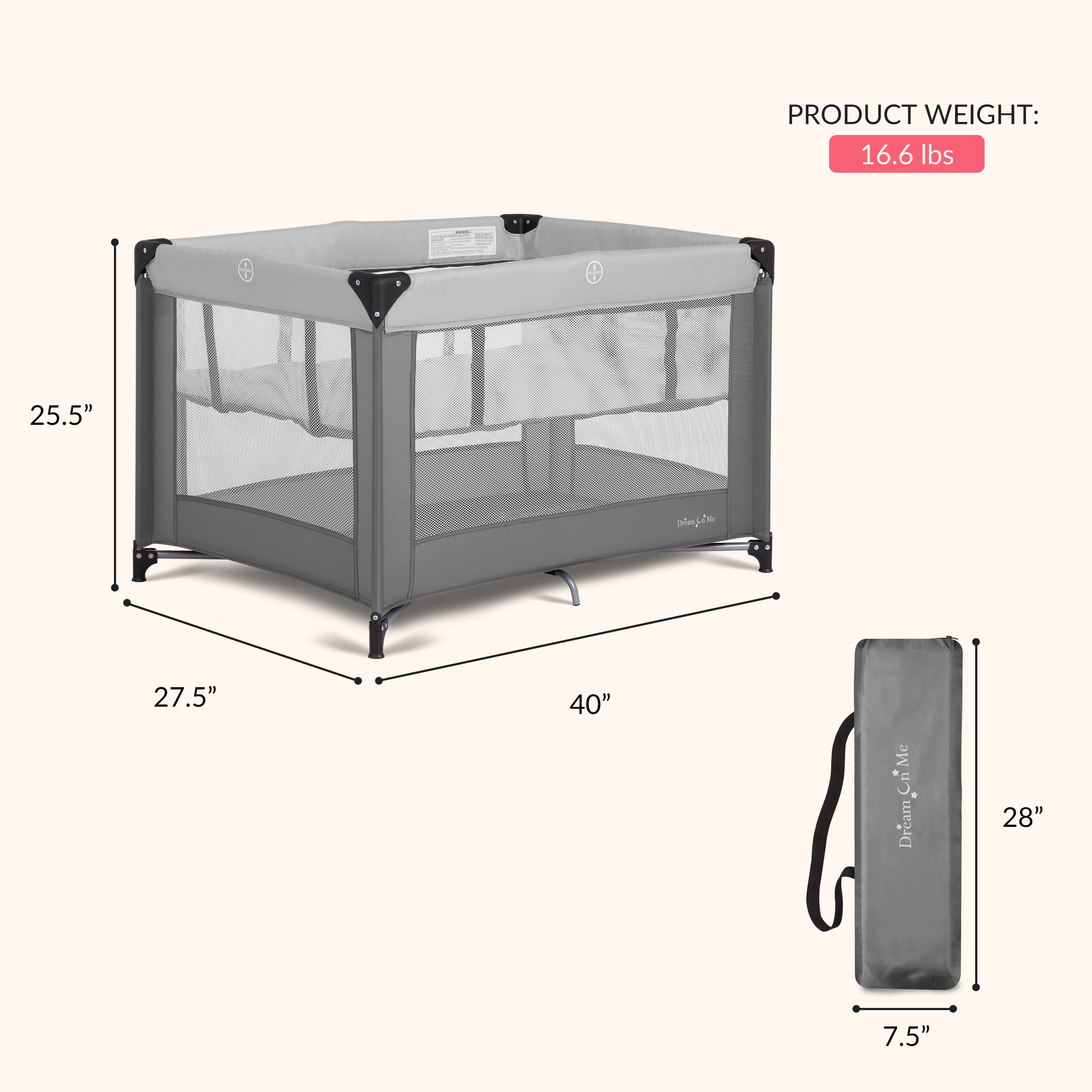 Dream On Me Zazzy Portable Play yard with Bassinet