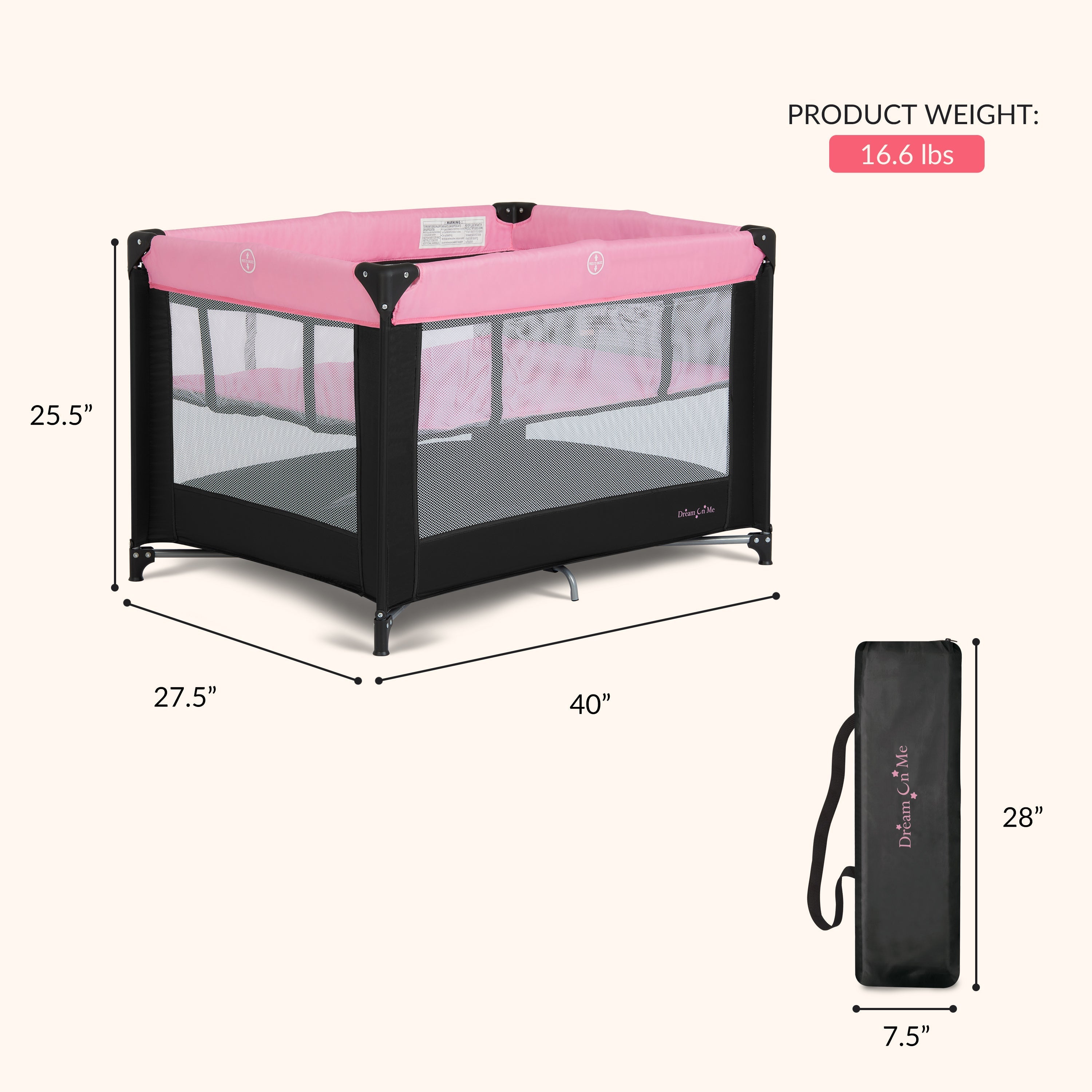 Dream On Me Zazzy Portable Play yard with Bassinet