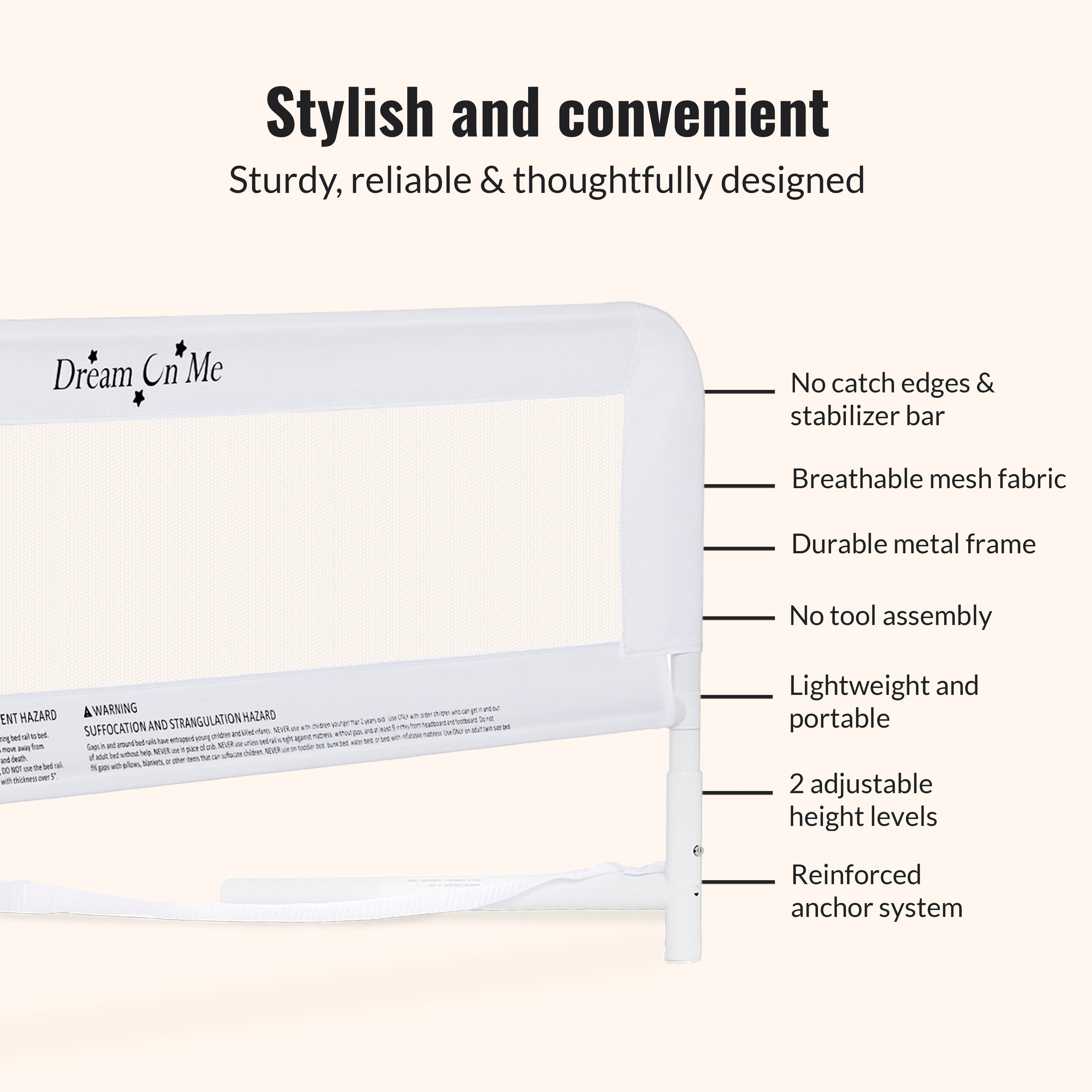 Dream On Me Adjustable Mesh Bed Rail