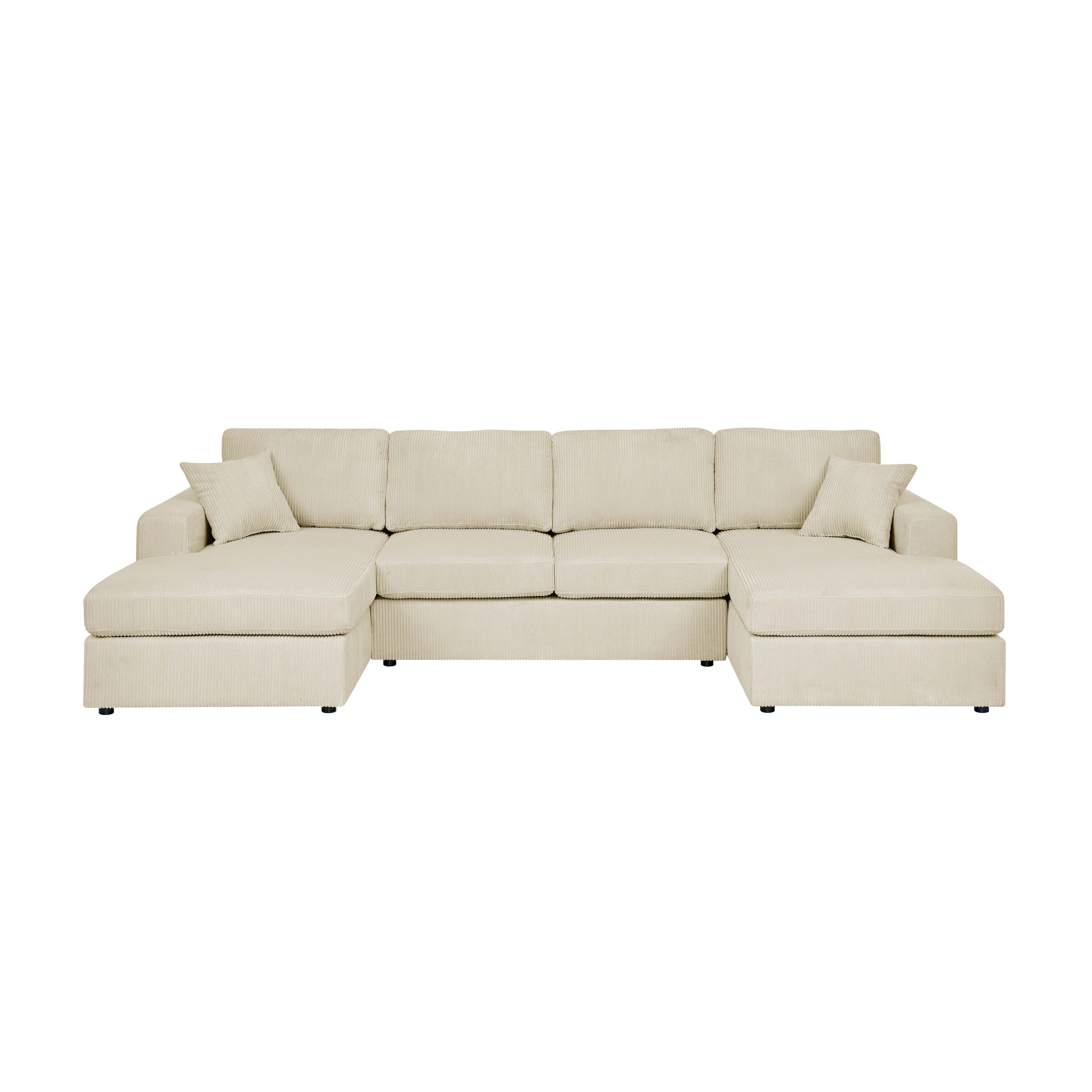3 - Piece Corduroy Double-Chaise Sectional Sofa