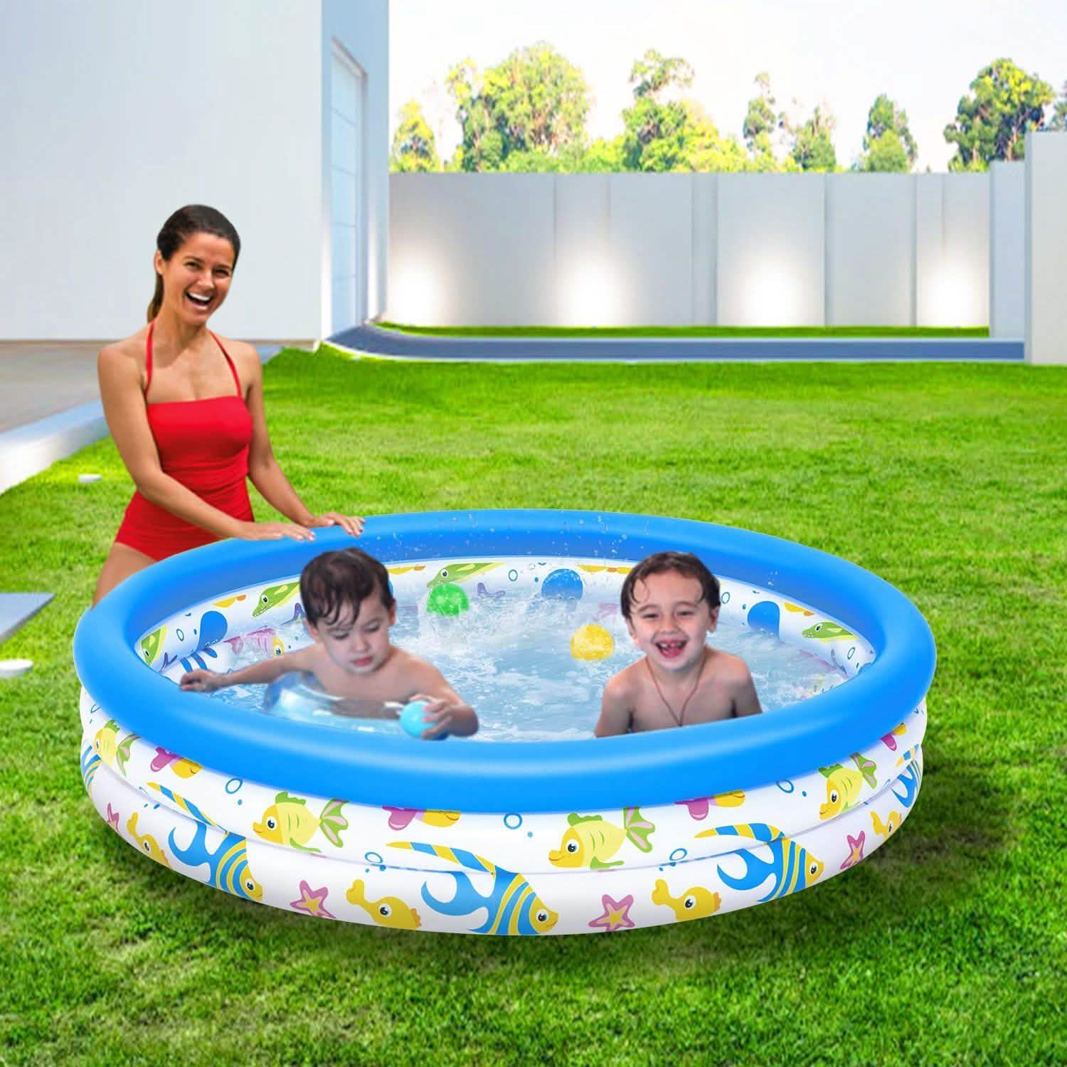48 x 10 Inflatable Swimming Pool with 3 Velvets Water Drain Plug