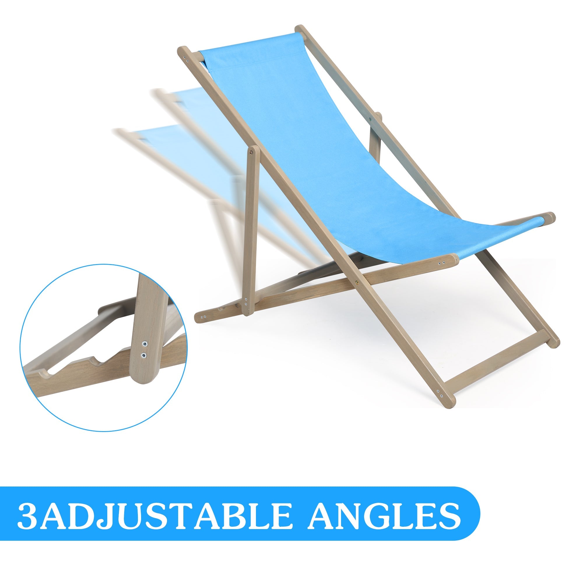 Beach Sling Patio Chair, Set of 2, Wooden Folding Outdoor Chairs