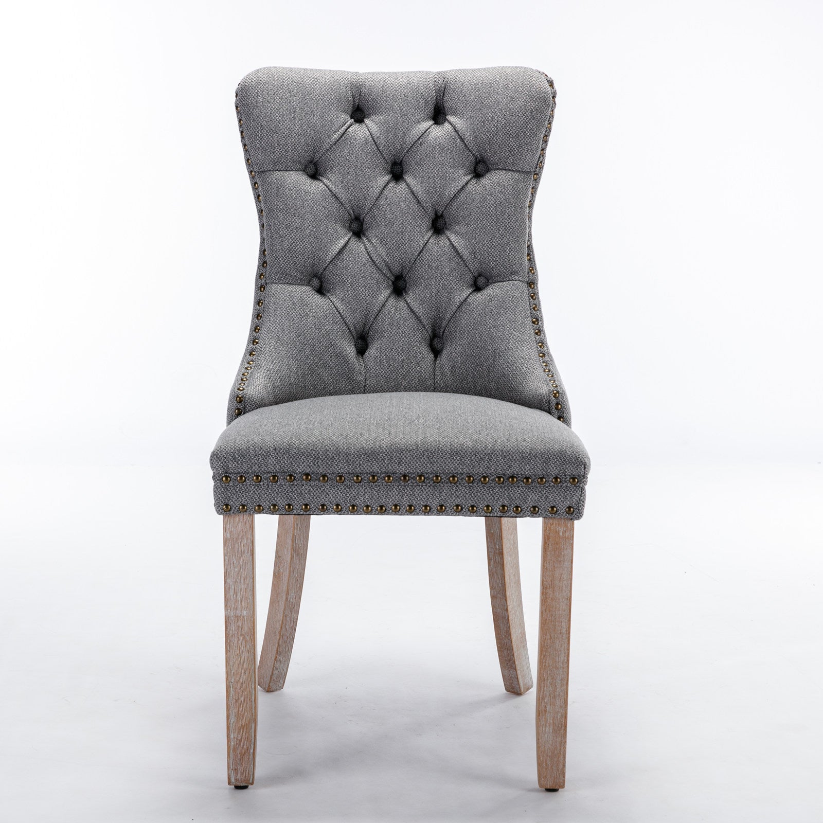 High-end Tufted Upholstered Dining Chair in Set Gray - 2 Pieces