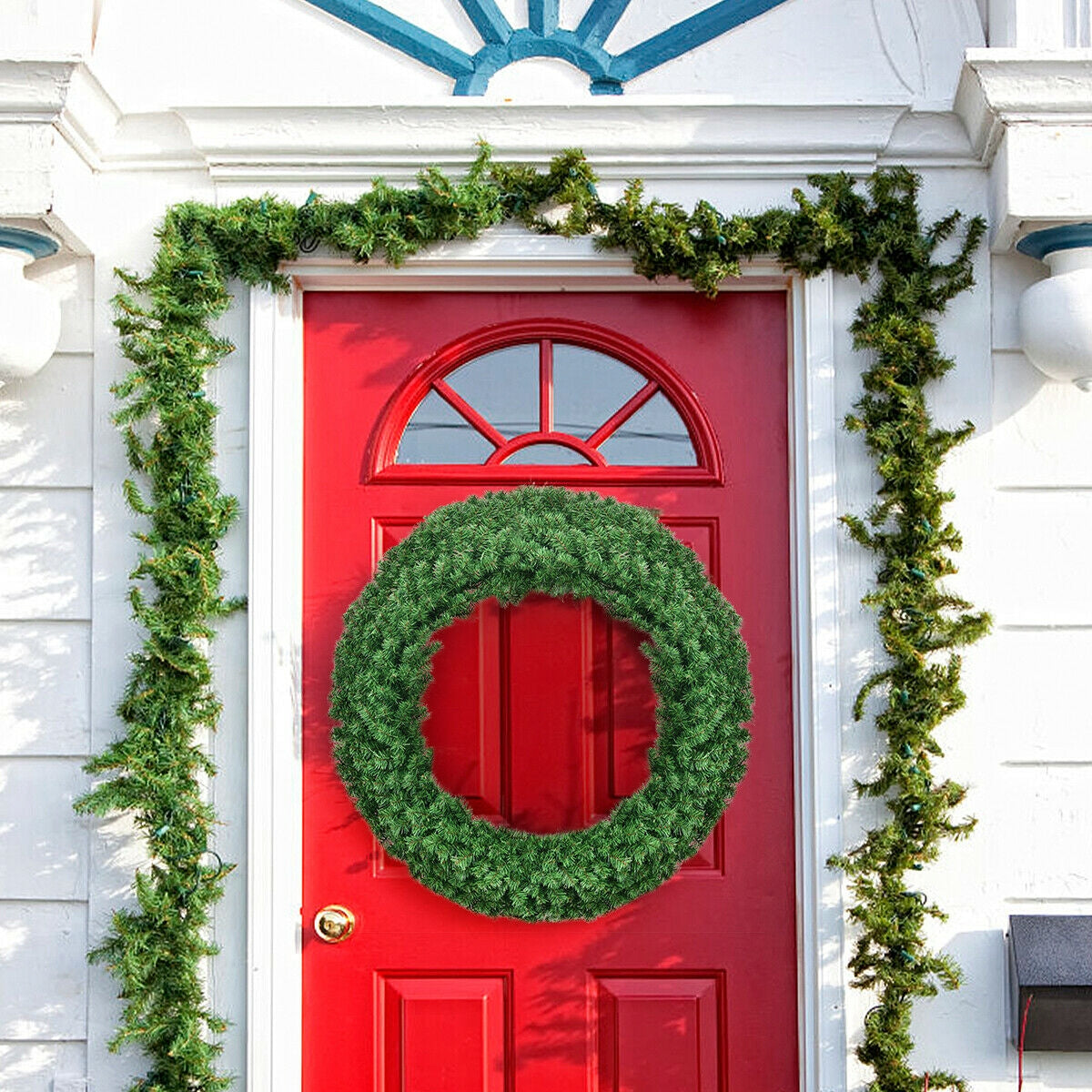 48 Inch Pre-lit Cordless Artificial Christmas Wreath by DirectDeals