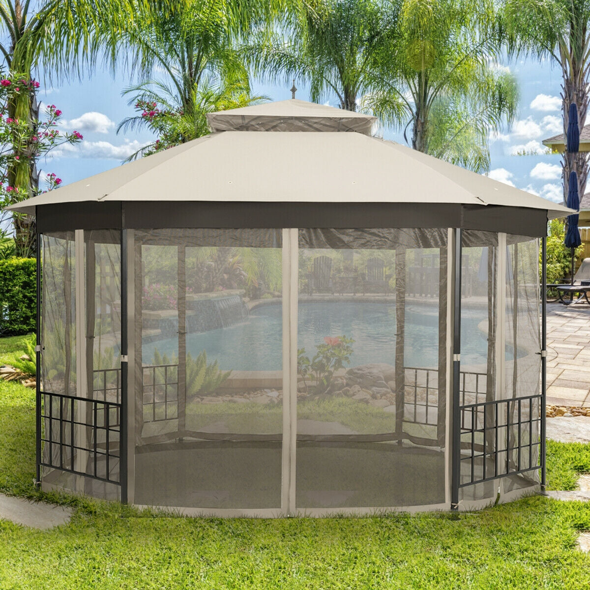 10’x 12’ Octagonal Patio Gazebo - Beige