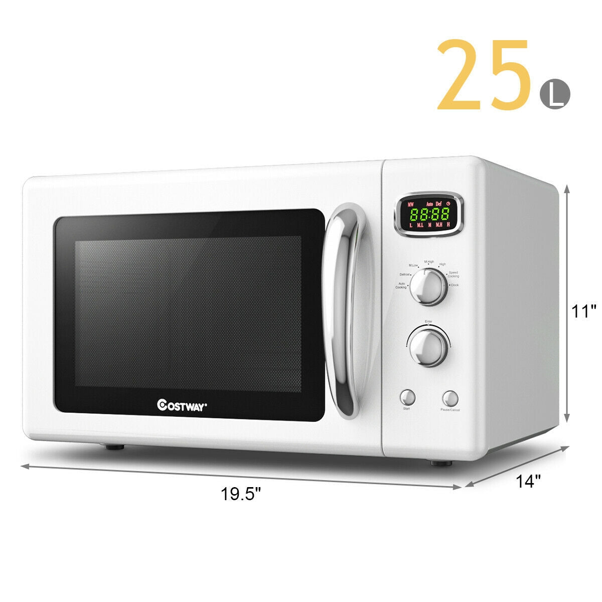 0.9 Cu.ft Retro Countertop Compact Microwave Oven - White