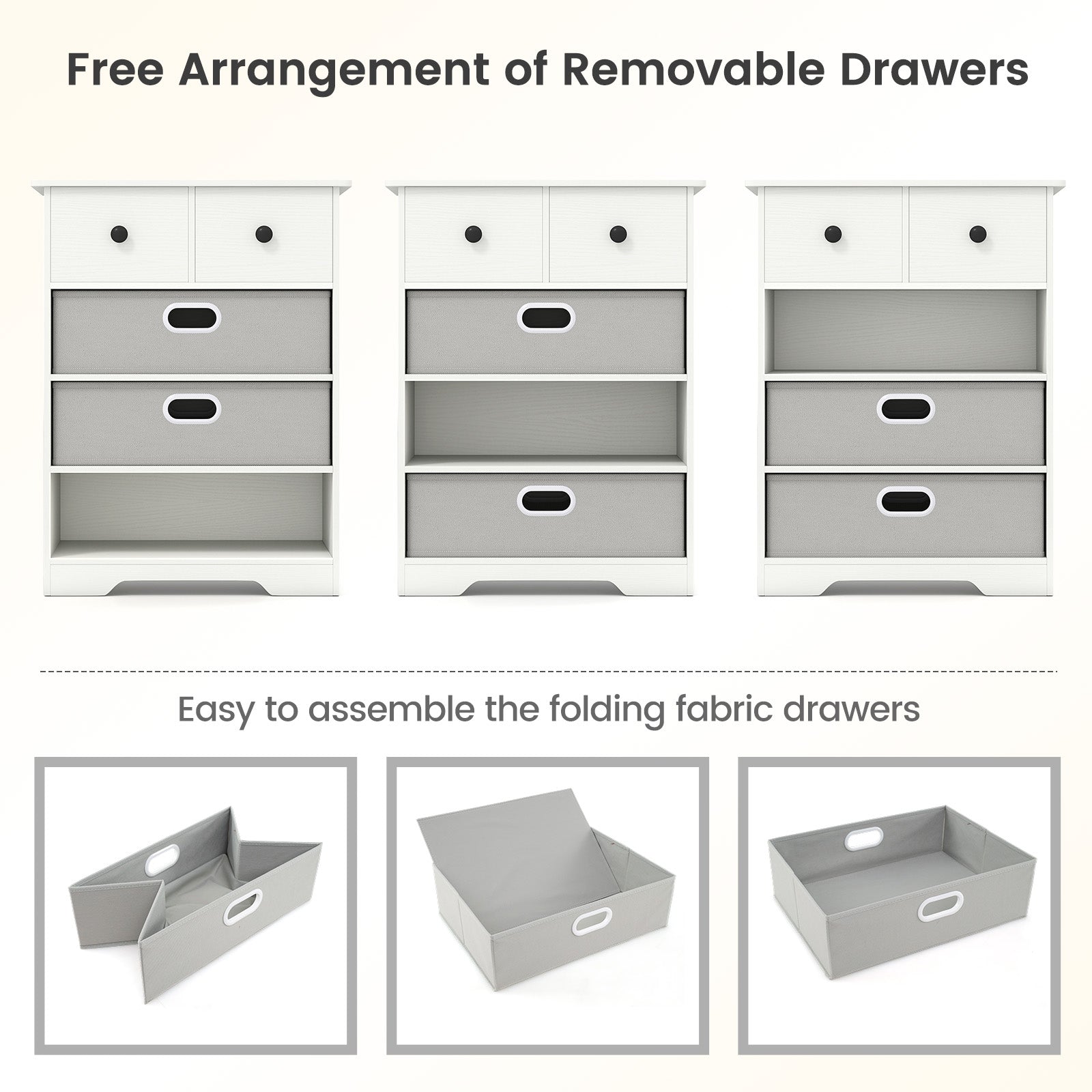 4-Drawer Dresser Modern Chest Storage Organizer with Open Shelves-White