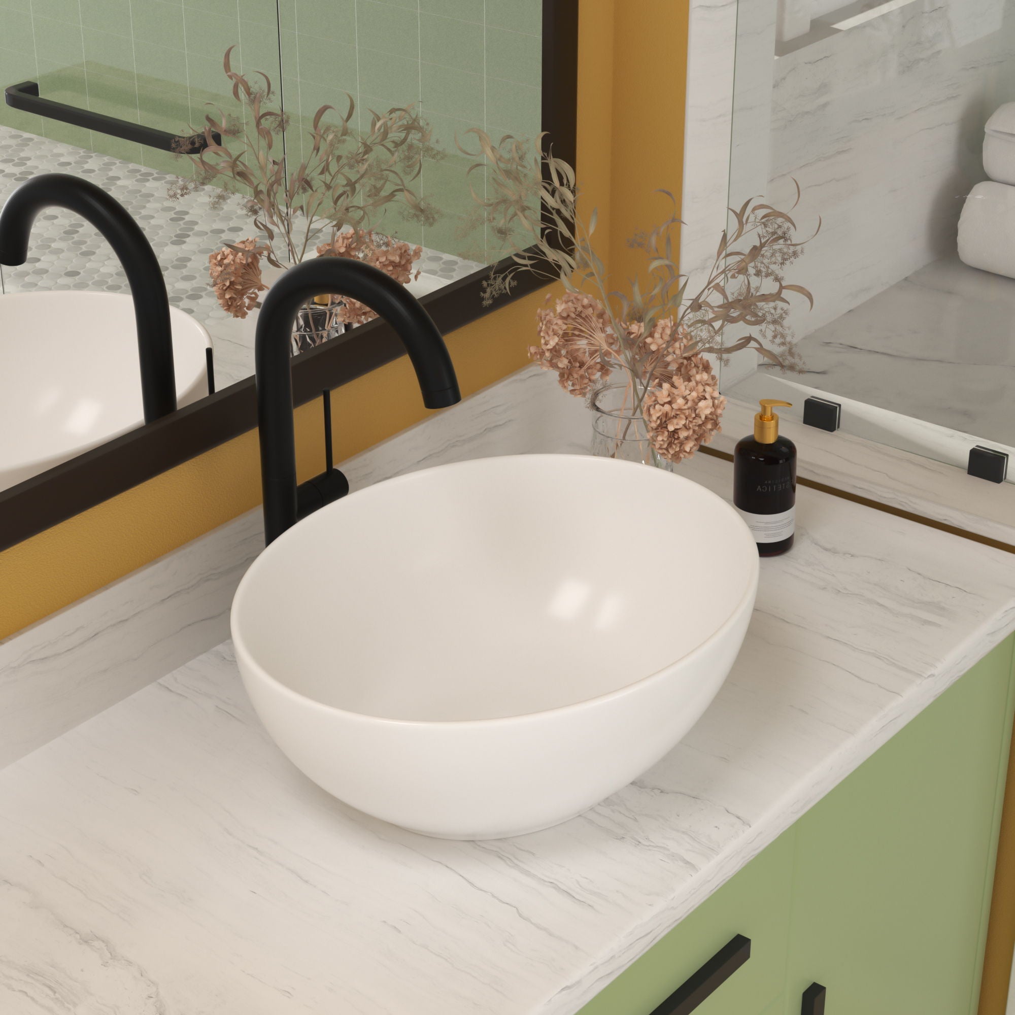 Oval Vessel Bathroom Sink - White by Couch