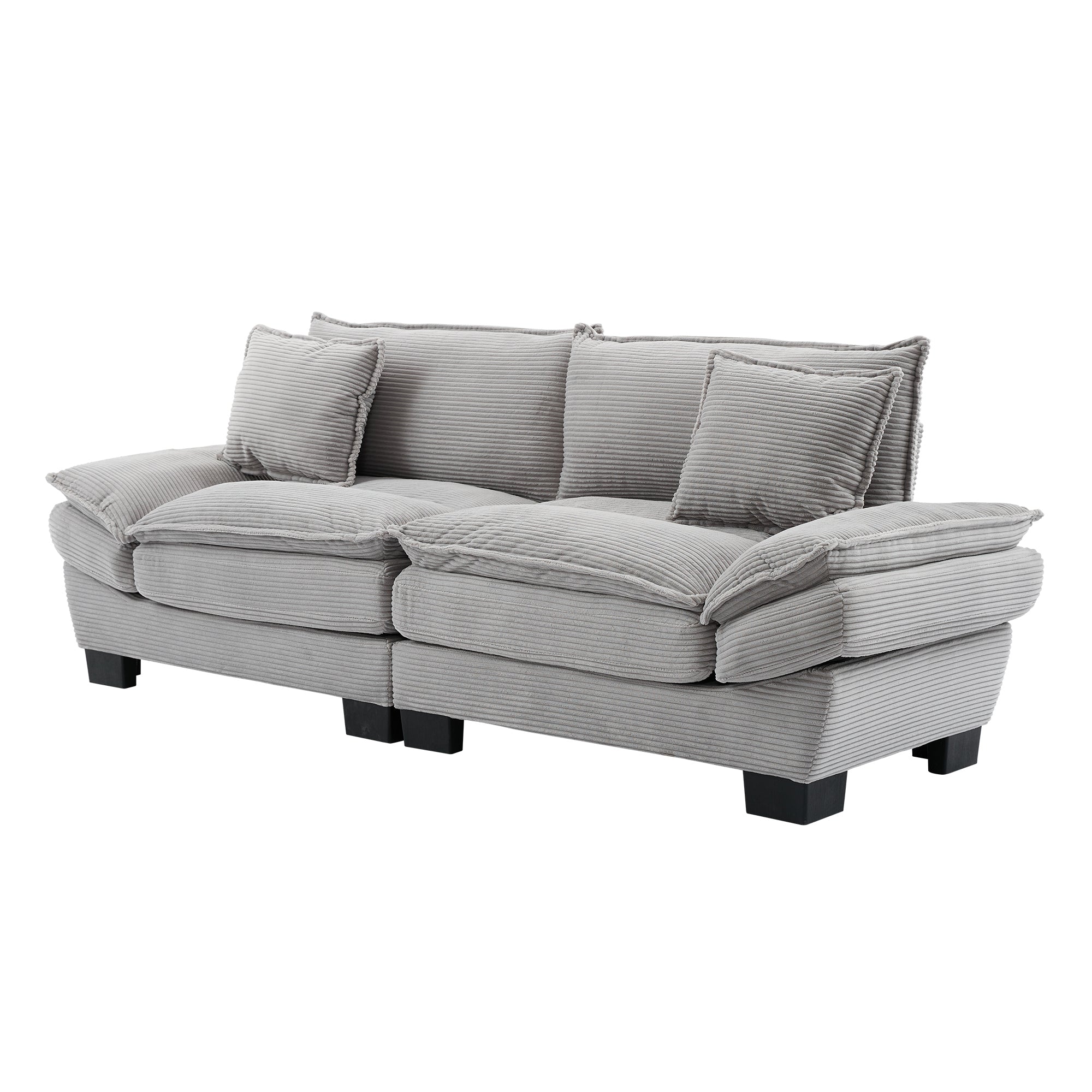 Corduroy Sofa Sleeper Couch with Pillows - Light Grey