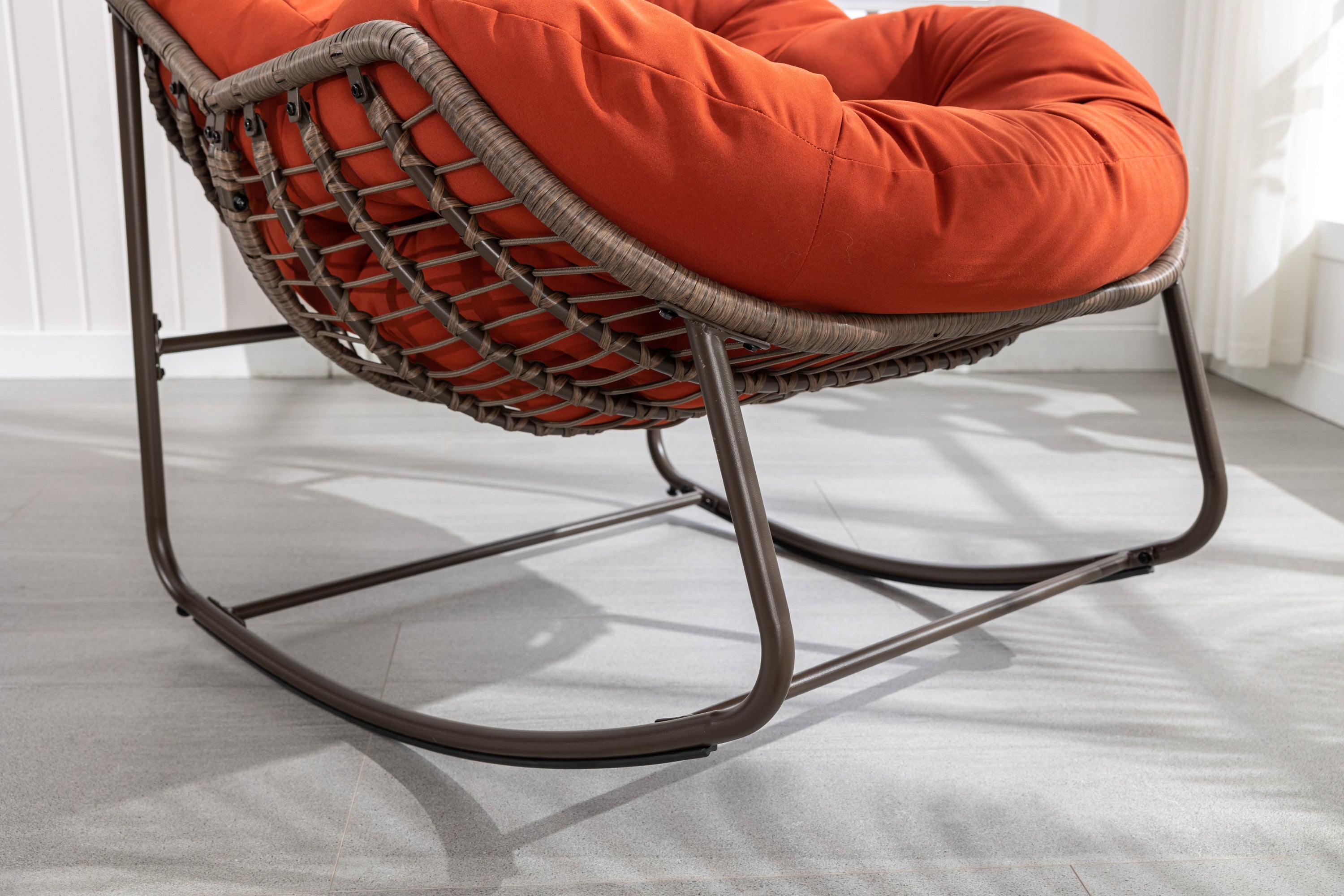 Outdoor Rattan Rocking Chair, Orange