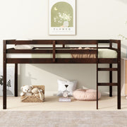 Solid Wooden, Rubber Wooden Twin Loft Bed with Ladder, Bed Platform of Strengthened Slats , Espresso by 39F INC.