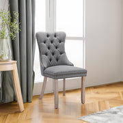 High-end Tufted Upholstered Dining Chair in Set Gray - 2 Pieces