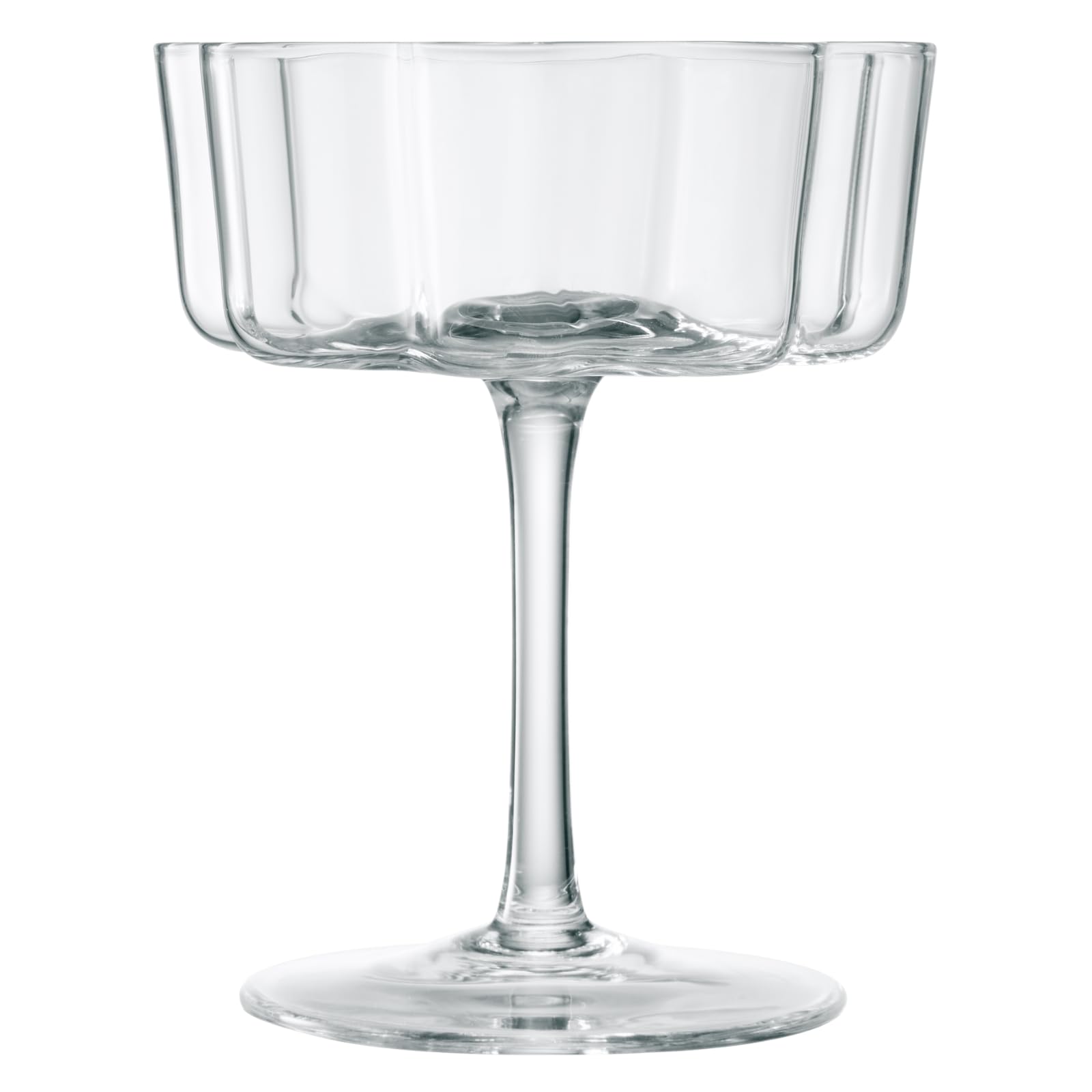 Flower Wave Coupe Cocktail Colored Glass | Set of 2 | Clear