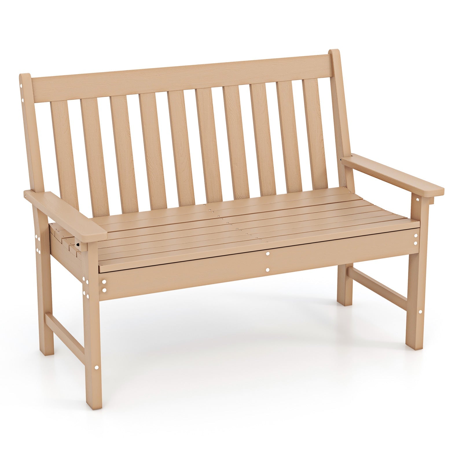52 Inch All-Weather Outdoor Bench with Backrest - Teak