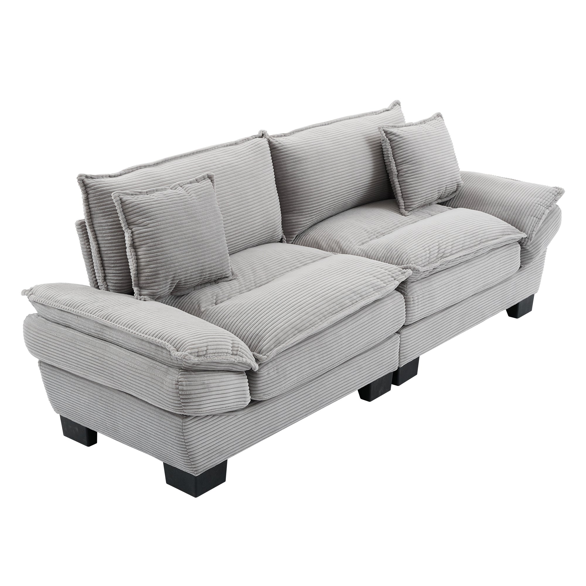 Corduroy Sofa Sleeper Couch with Pillows - Light Grey