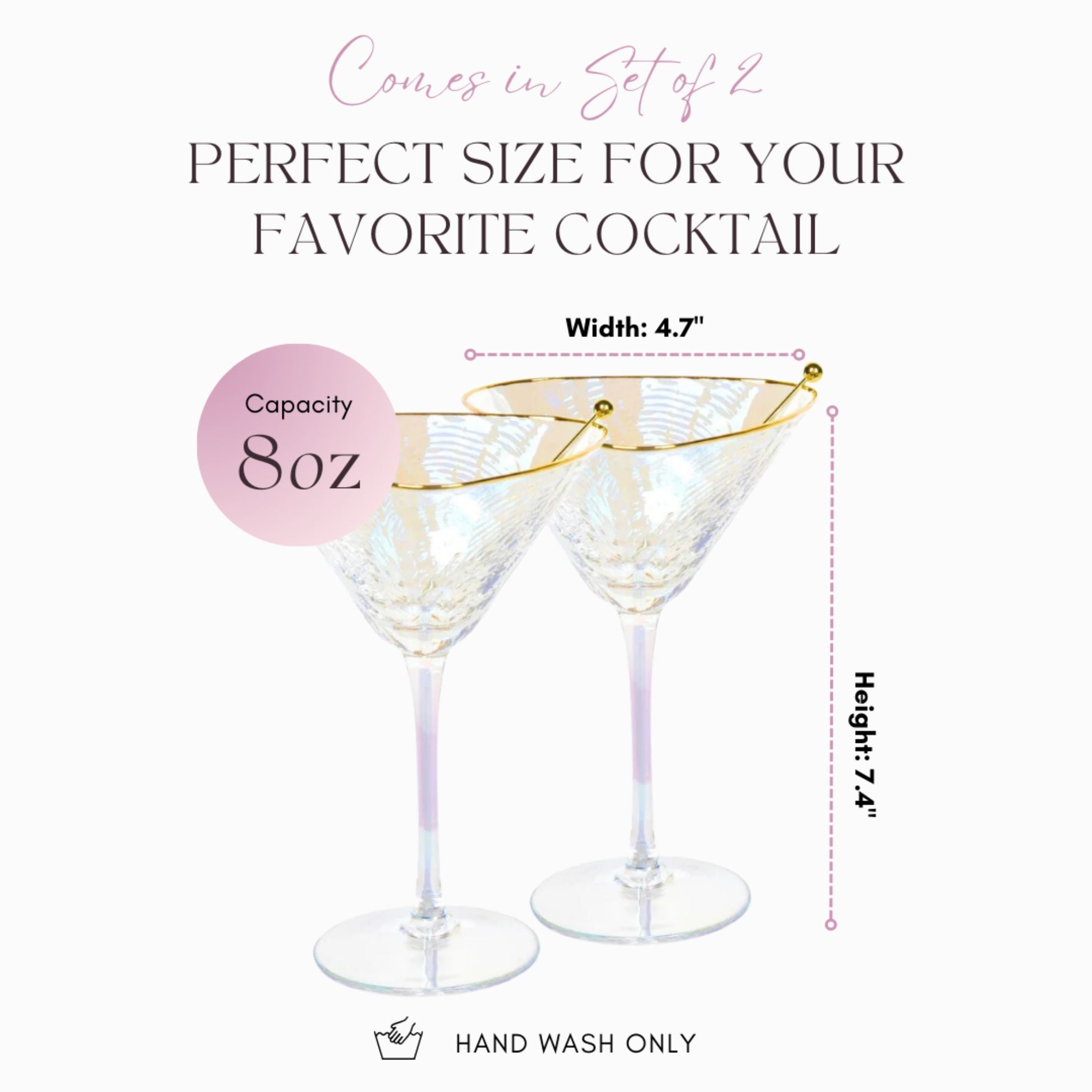 Iridescent Hammered Martini & Cocktail Glasses