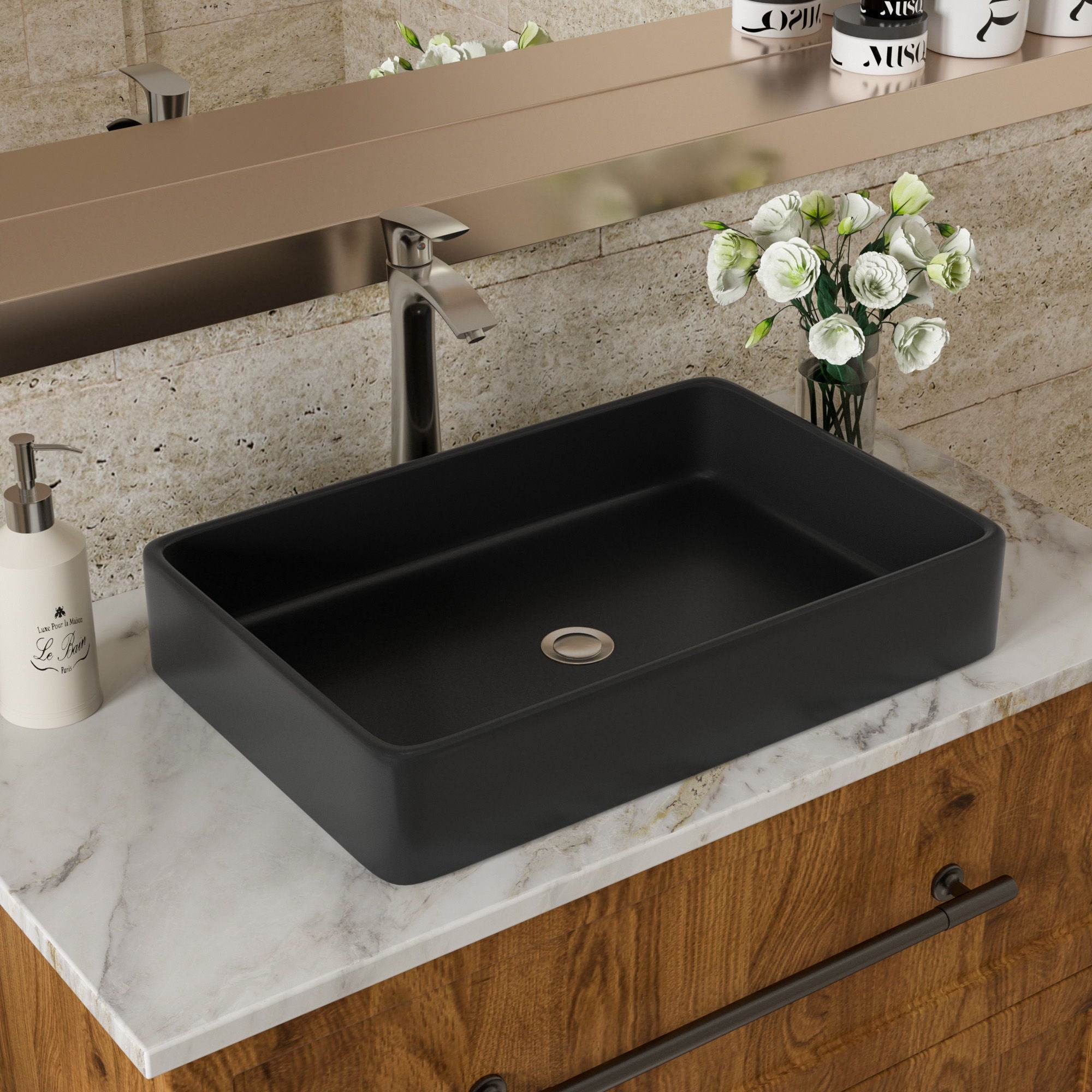 European Design Ceramic Rectangular Vessel Bathroom Sink by Couch