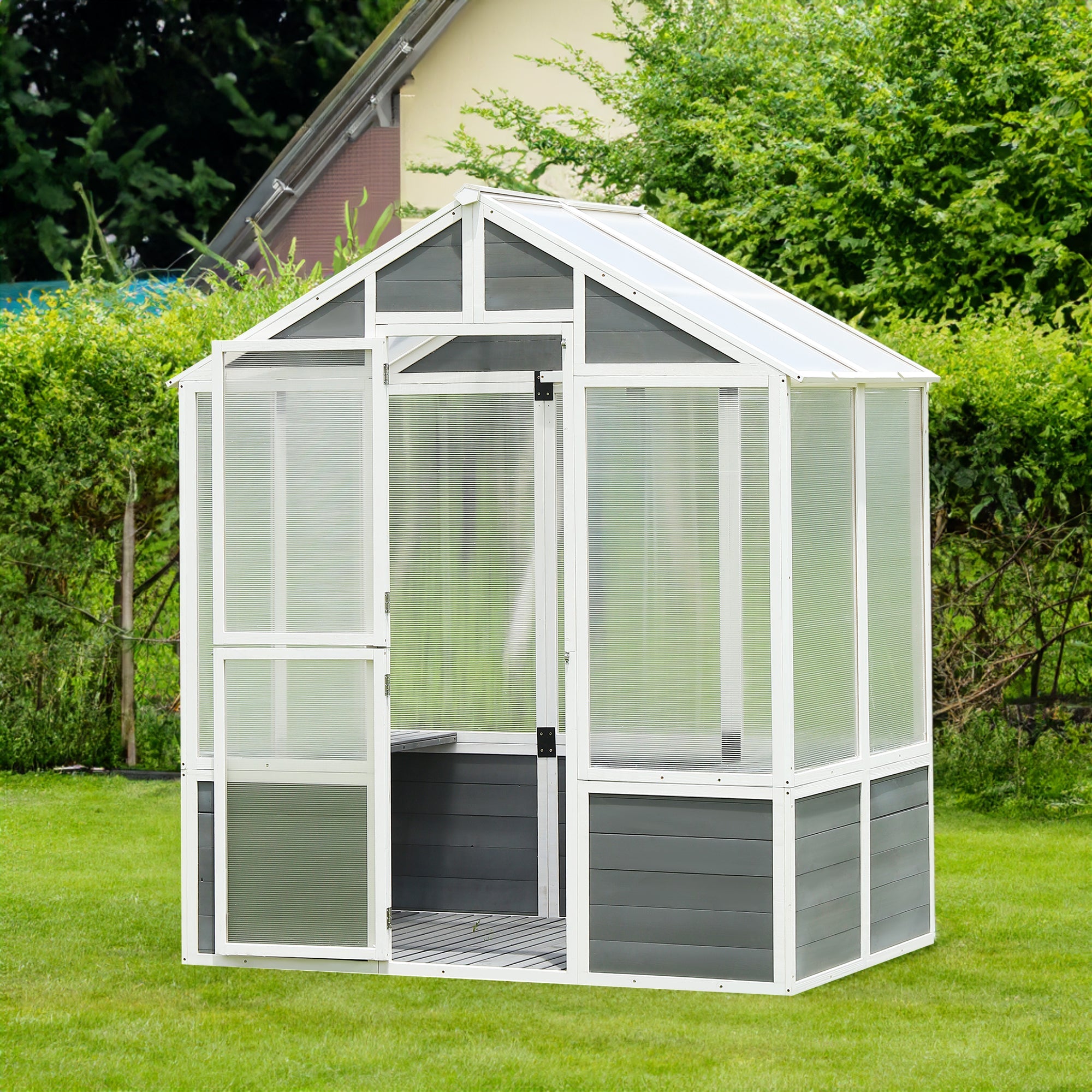 76''x48''x86'' Walk-in Polycarbonate Outdoor Greenhouse