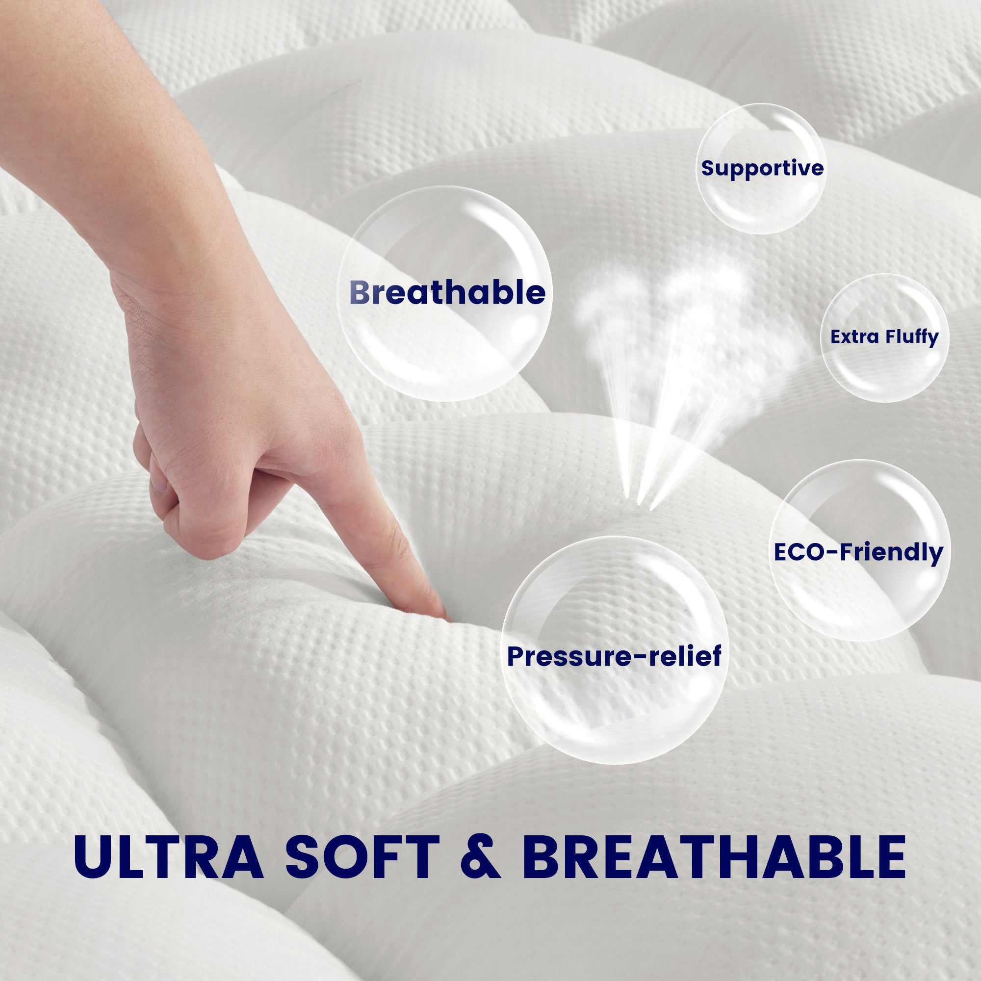 Extra Fluffy Mattress Pad Deep Pockets - White