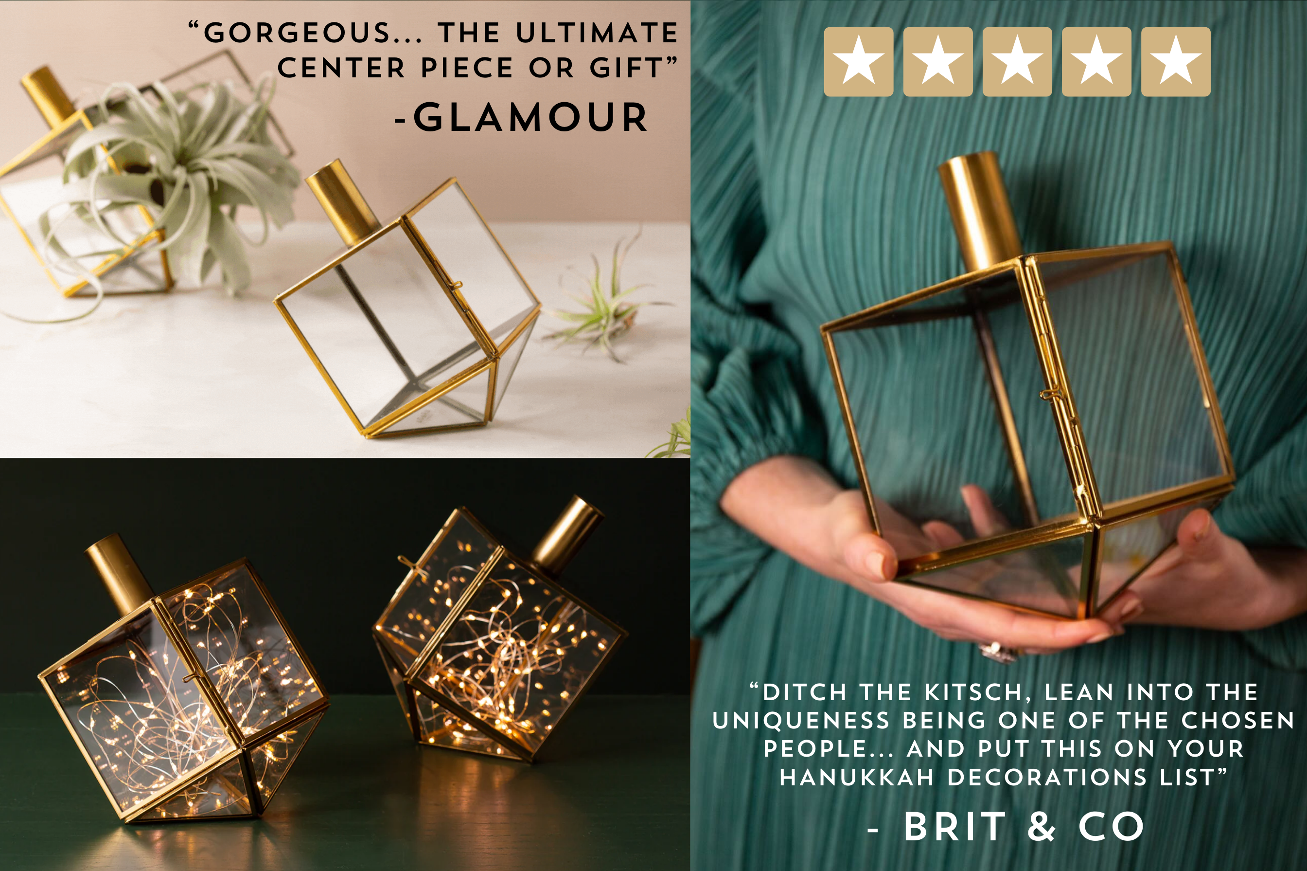 Dazzling Dreidel Duo - Holiday Decor Candle Holder