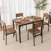 5 Piece Dining Table Set Industrial Style for 4 - Rustic Brown