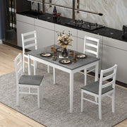 5-Piece Wooden Dining Set with 4 Chairs - Gray