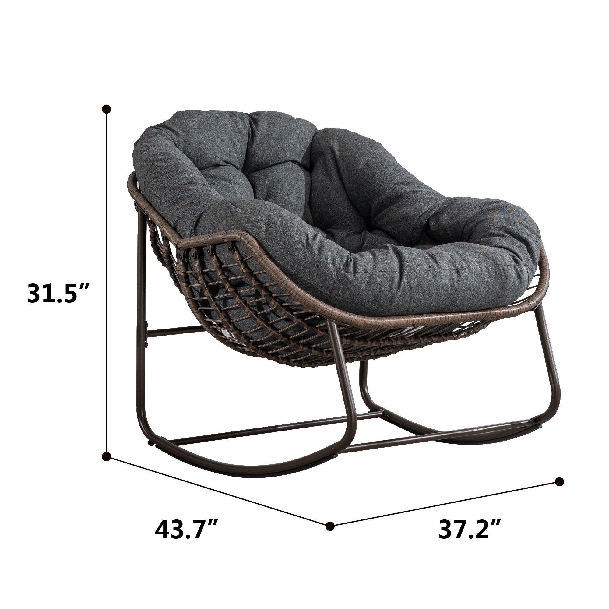 Outdoor Rattan Rocking Chair, Grey