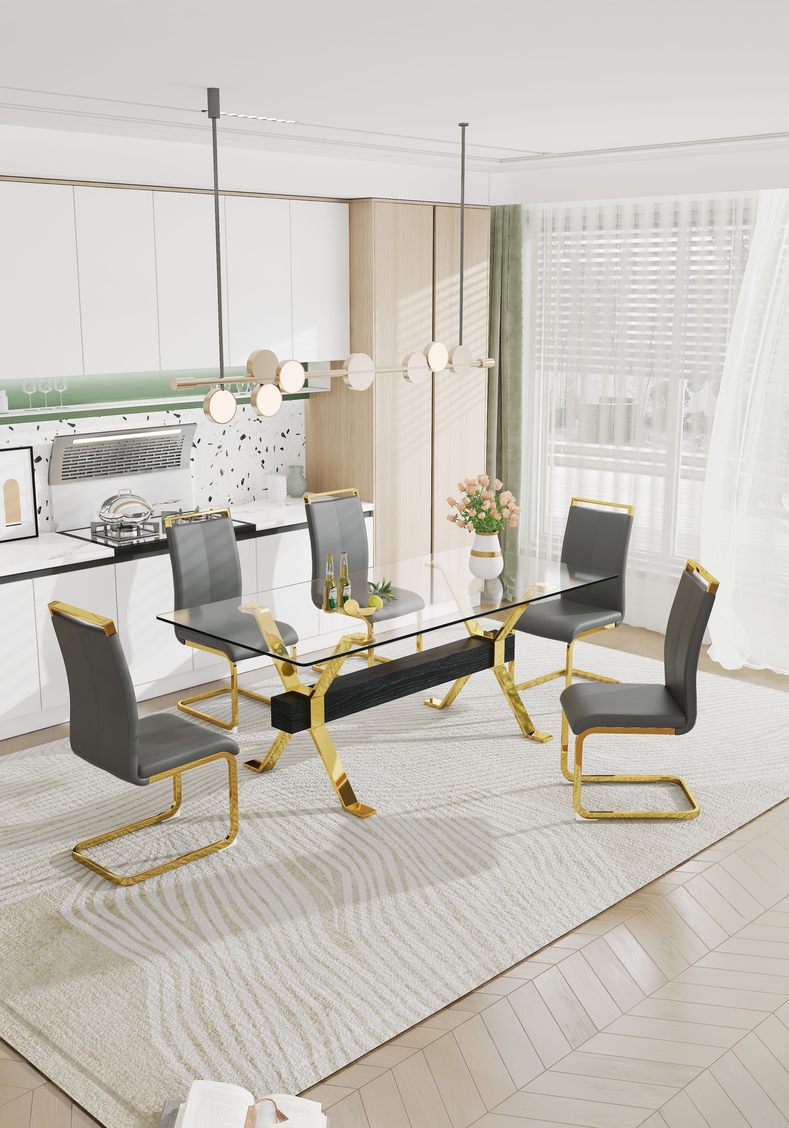 Modern Tempered Glass Dining Table
