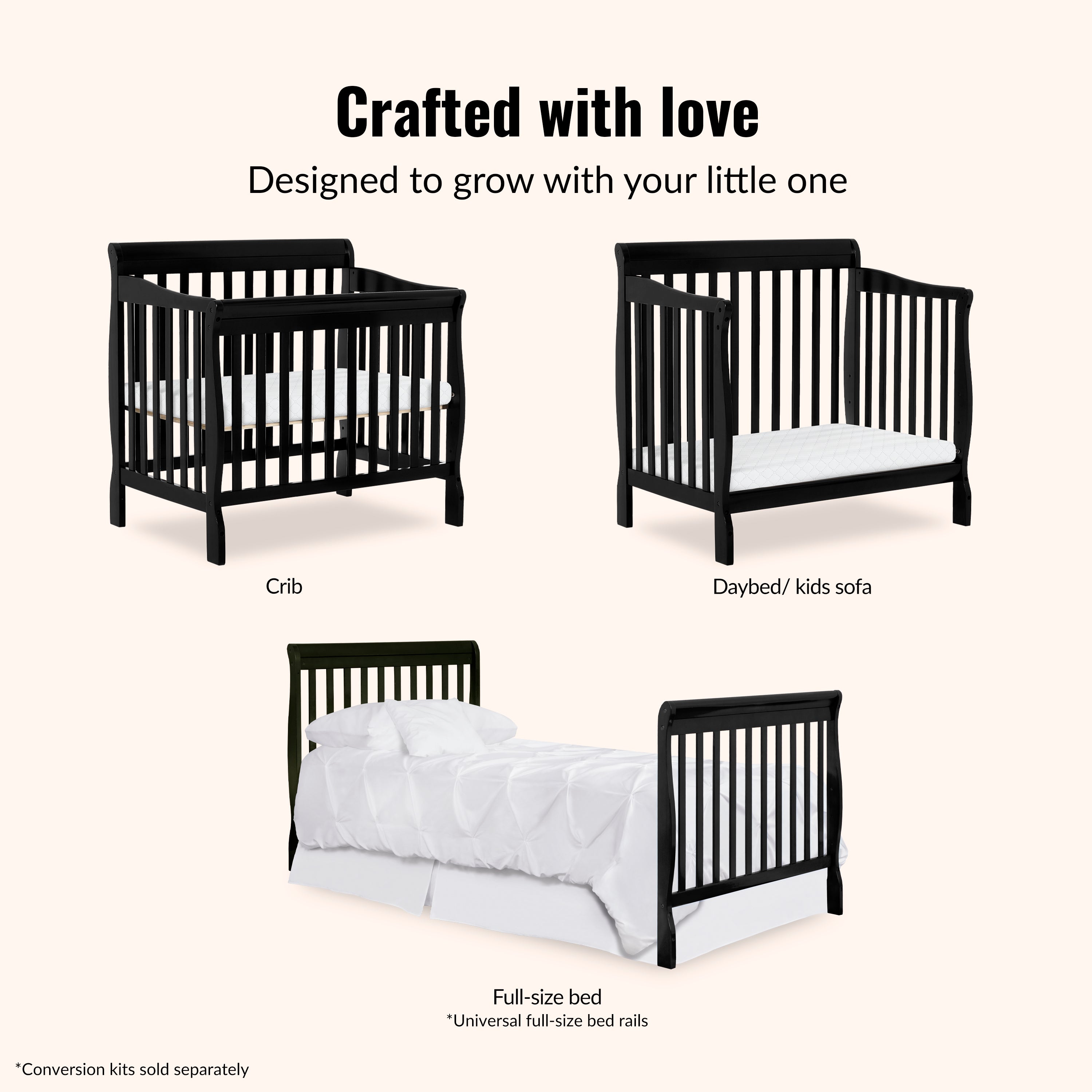 Dream On Me Aden Convertible 4-in-1 Mini Crib