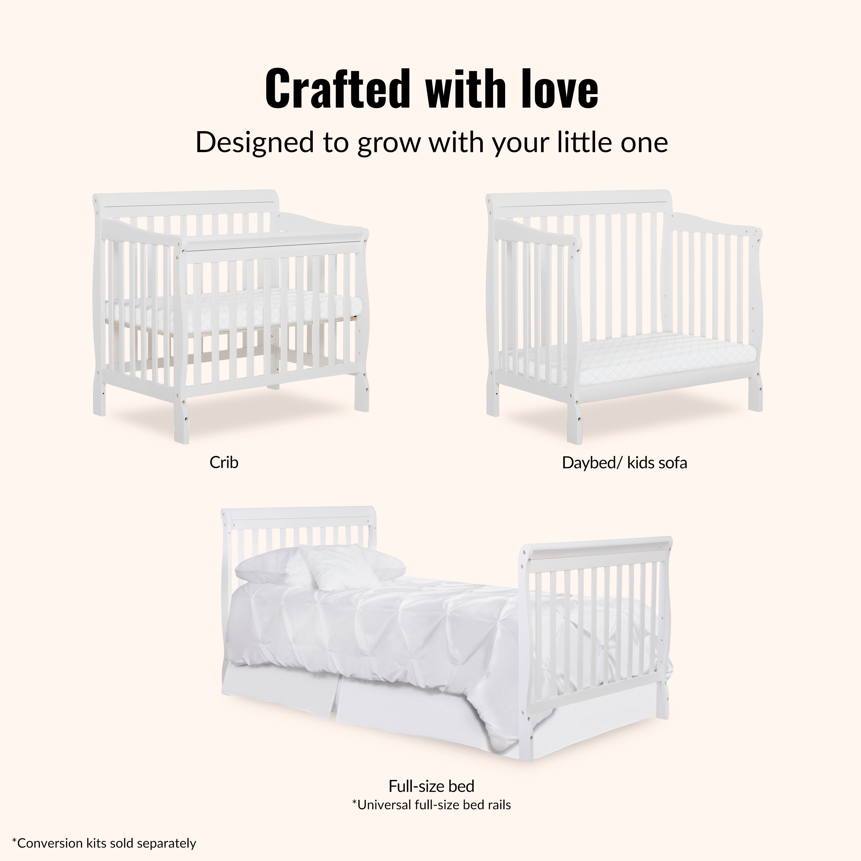 Dream On Me Aden Convertible 4-in-1 Mini Crib