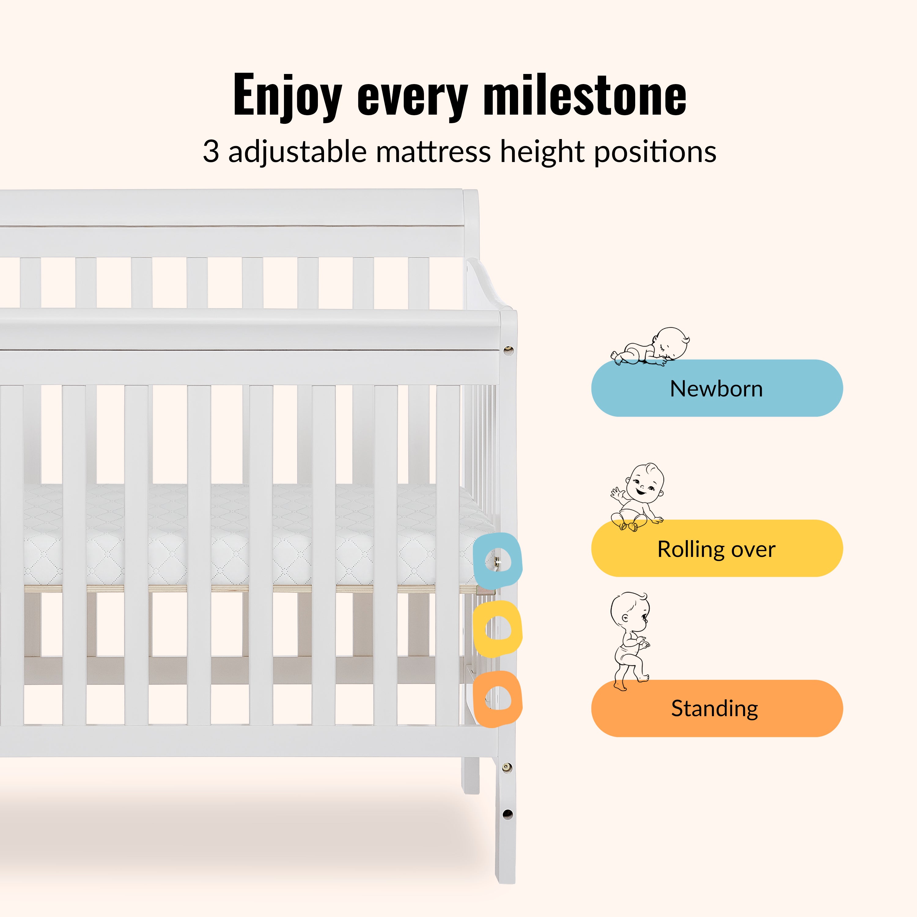 Dream On Me Aden Convertible 4-in-1 Mini Crib