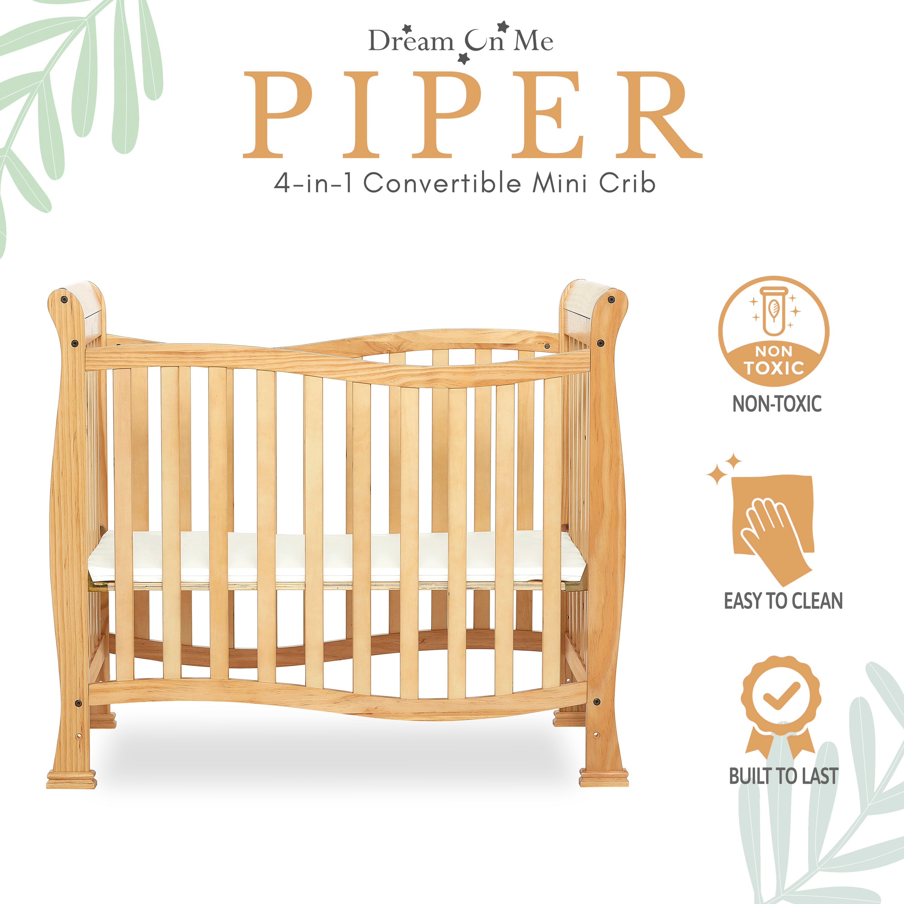 Dream On Me Piper 4-in-1 Convertible Mini Crib