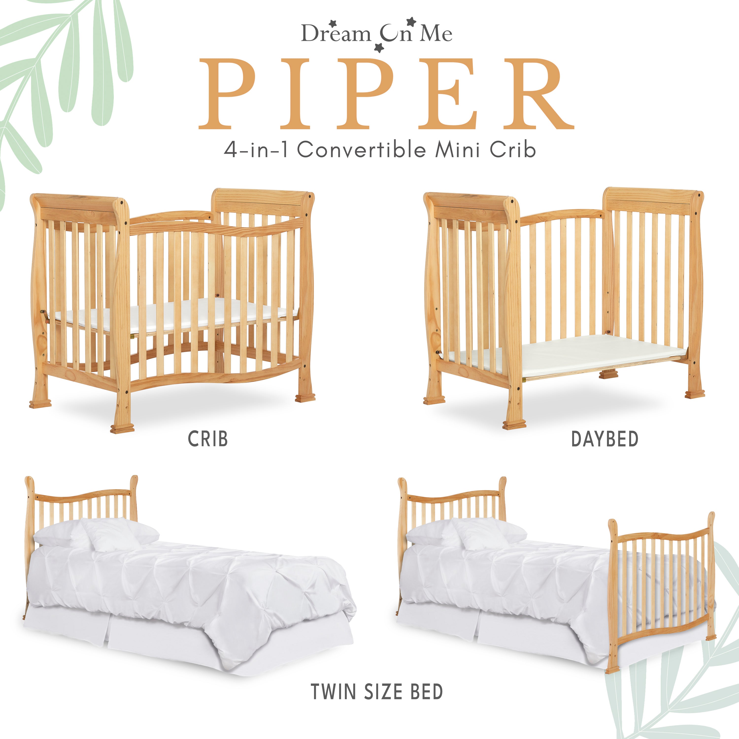 Dream On Me Piper 4-in-1 Convertible Mini Crib
