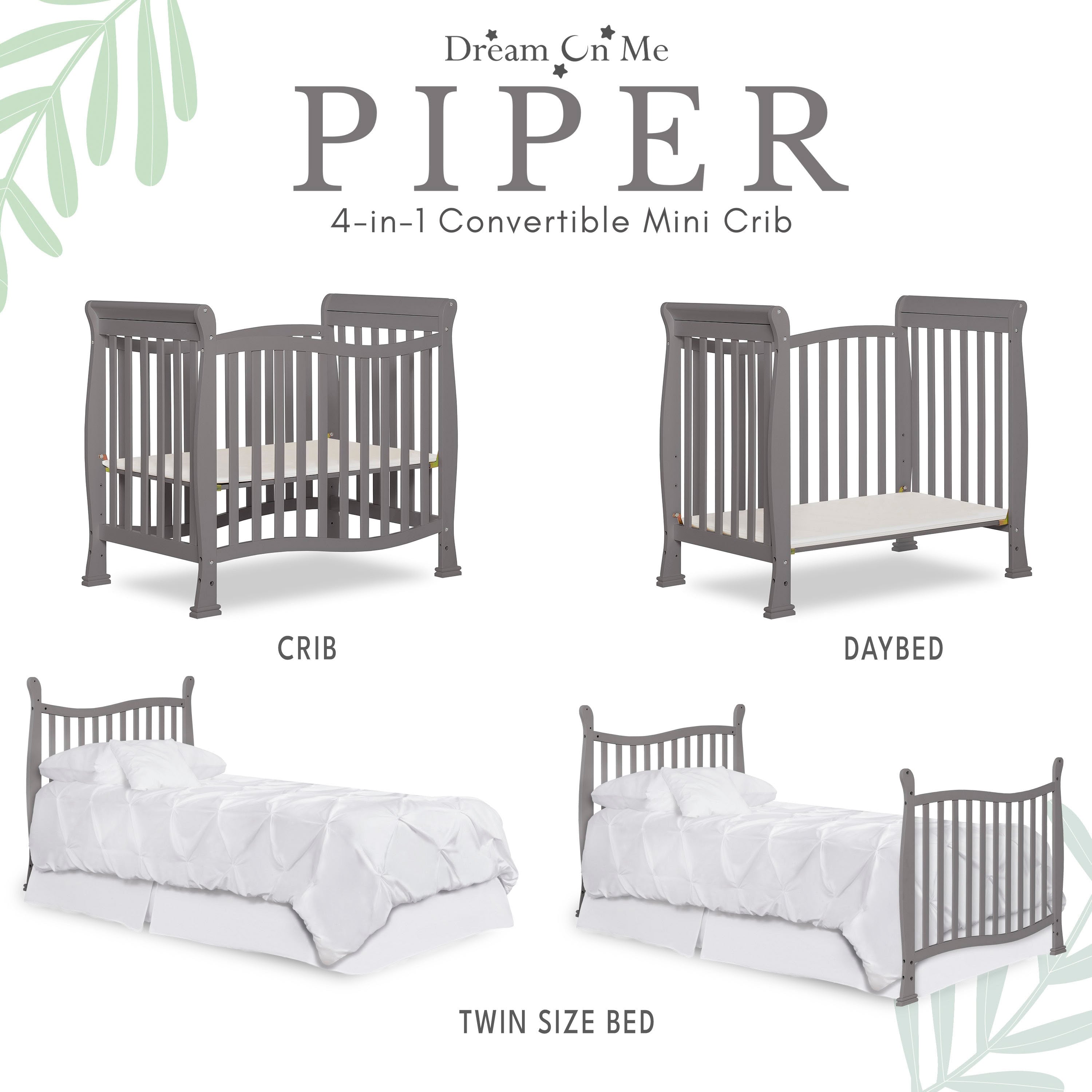 Dream On Me Piper 4-in-1 Convertible Mini Crib