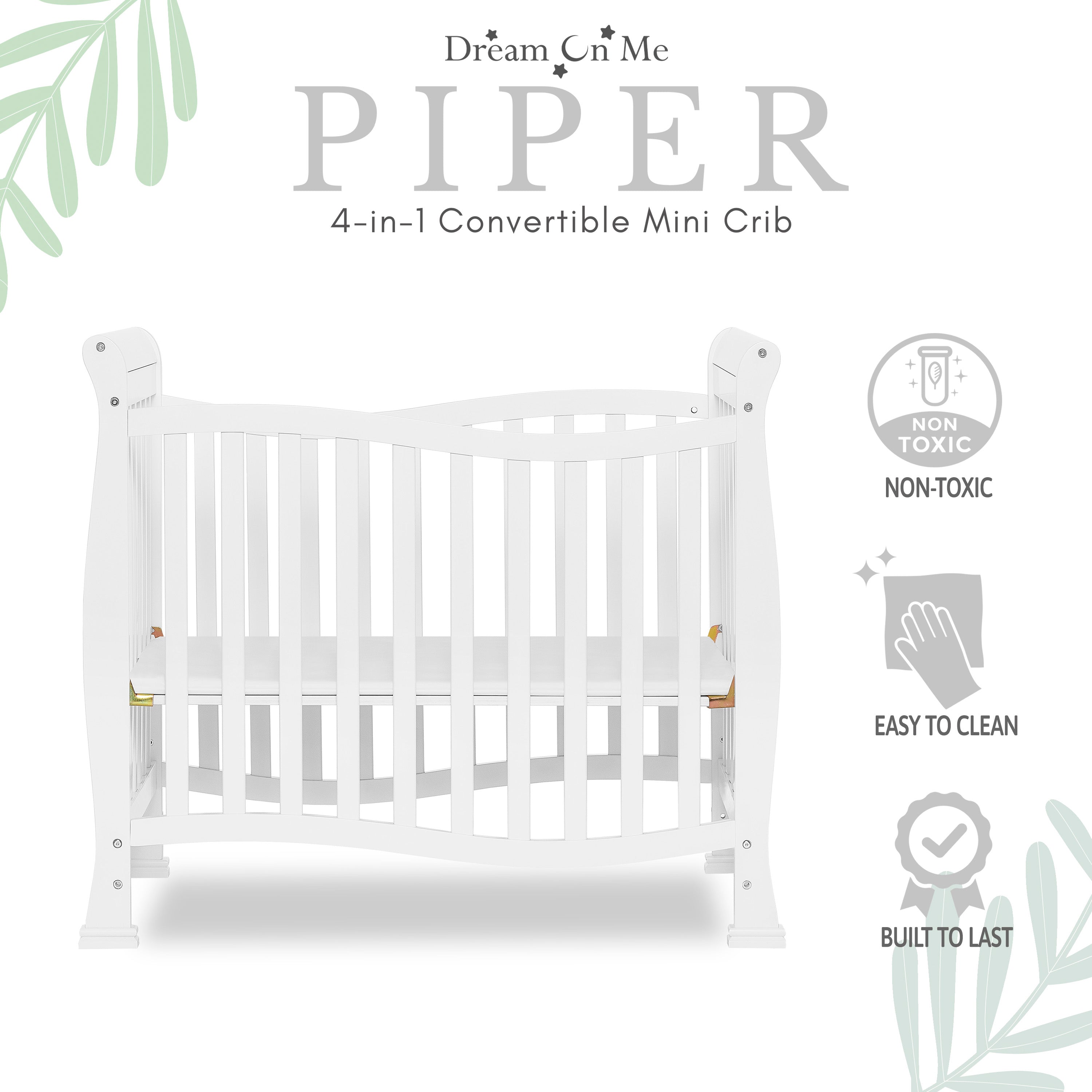 Dream On Me Piper 4-in-1 Convertible Mini Crib