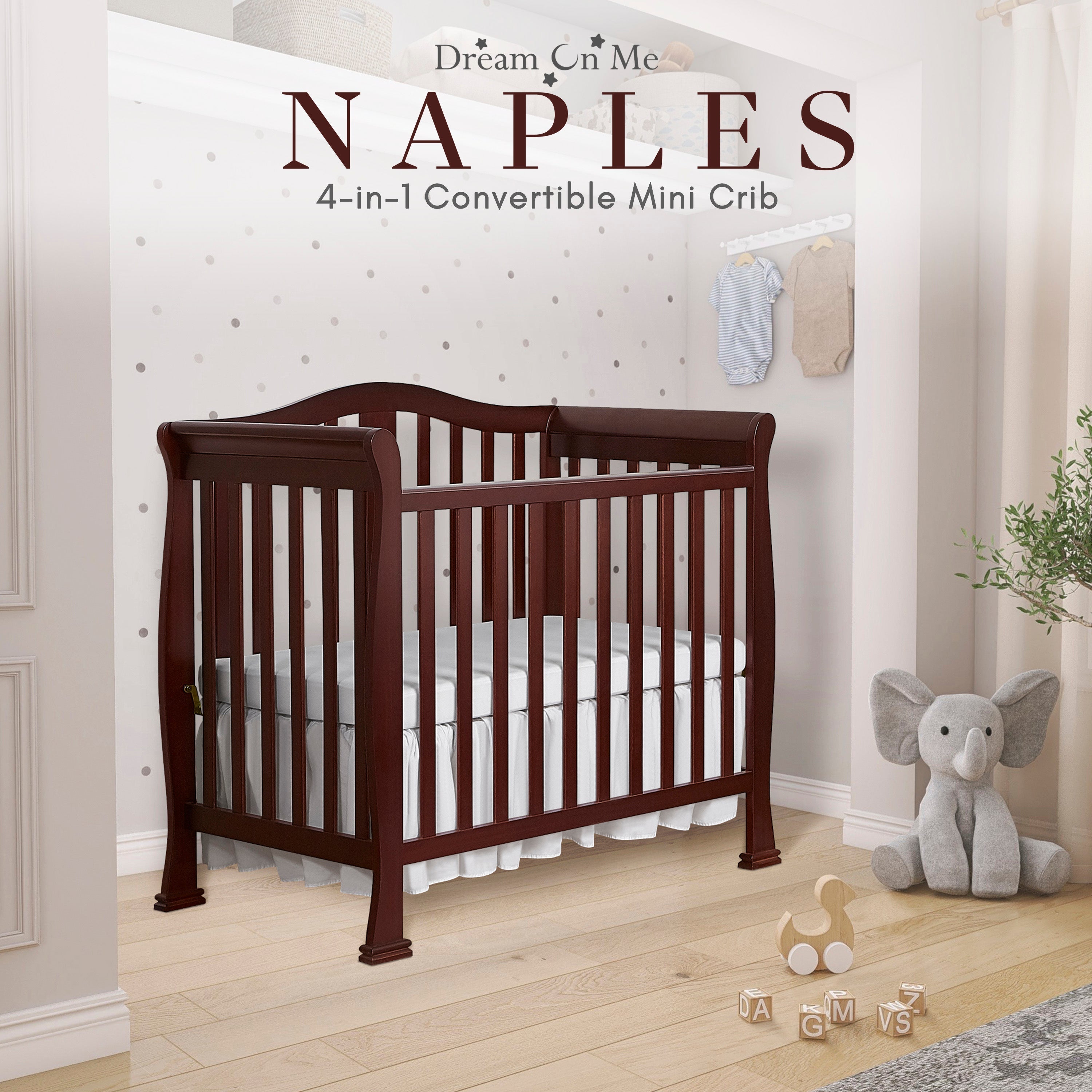 Dream On Me Naples 4-in-1 Convertible Mini Crib