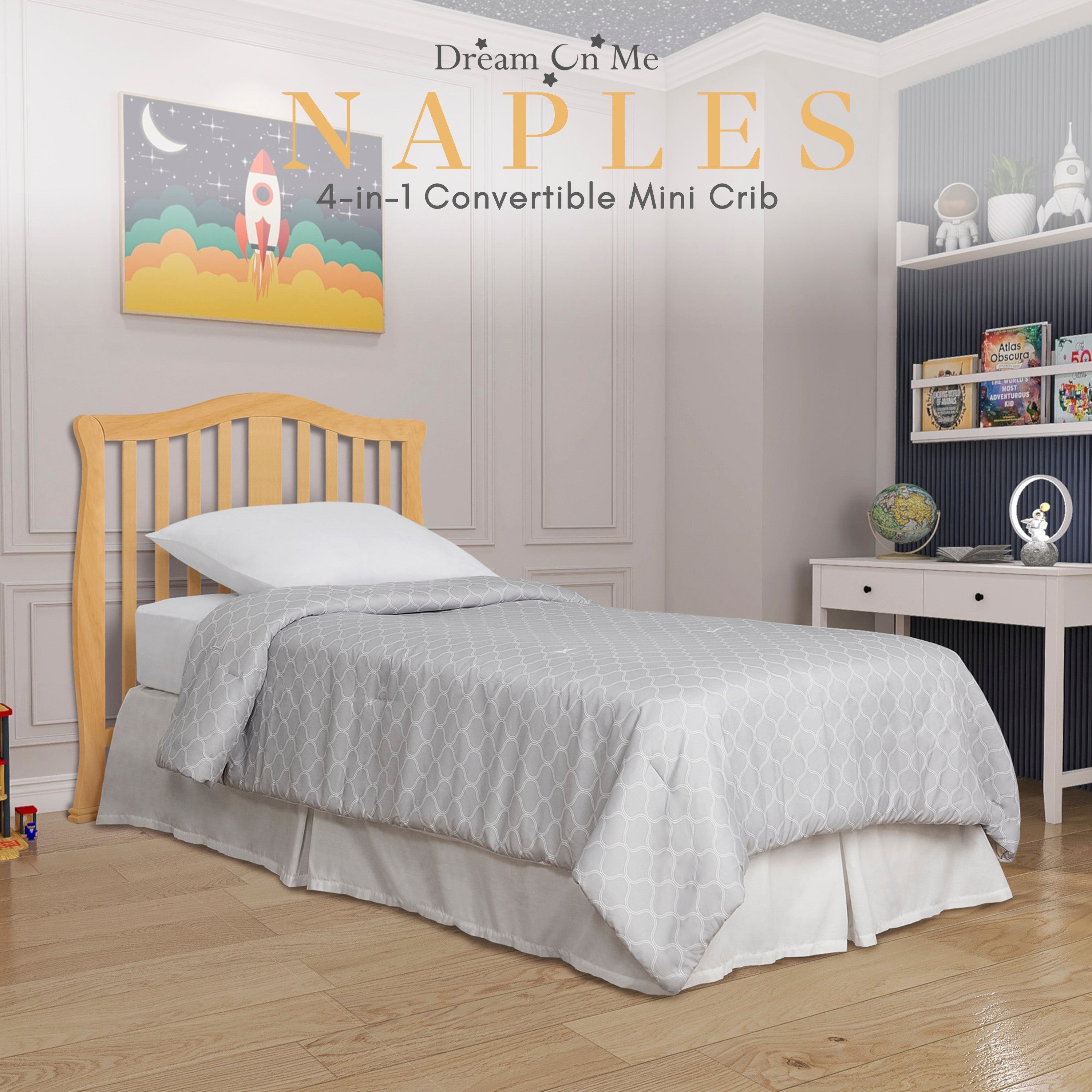 Dream On Me Naples 4-in-1 Convertible Mini Crib