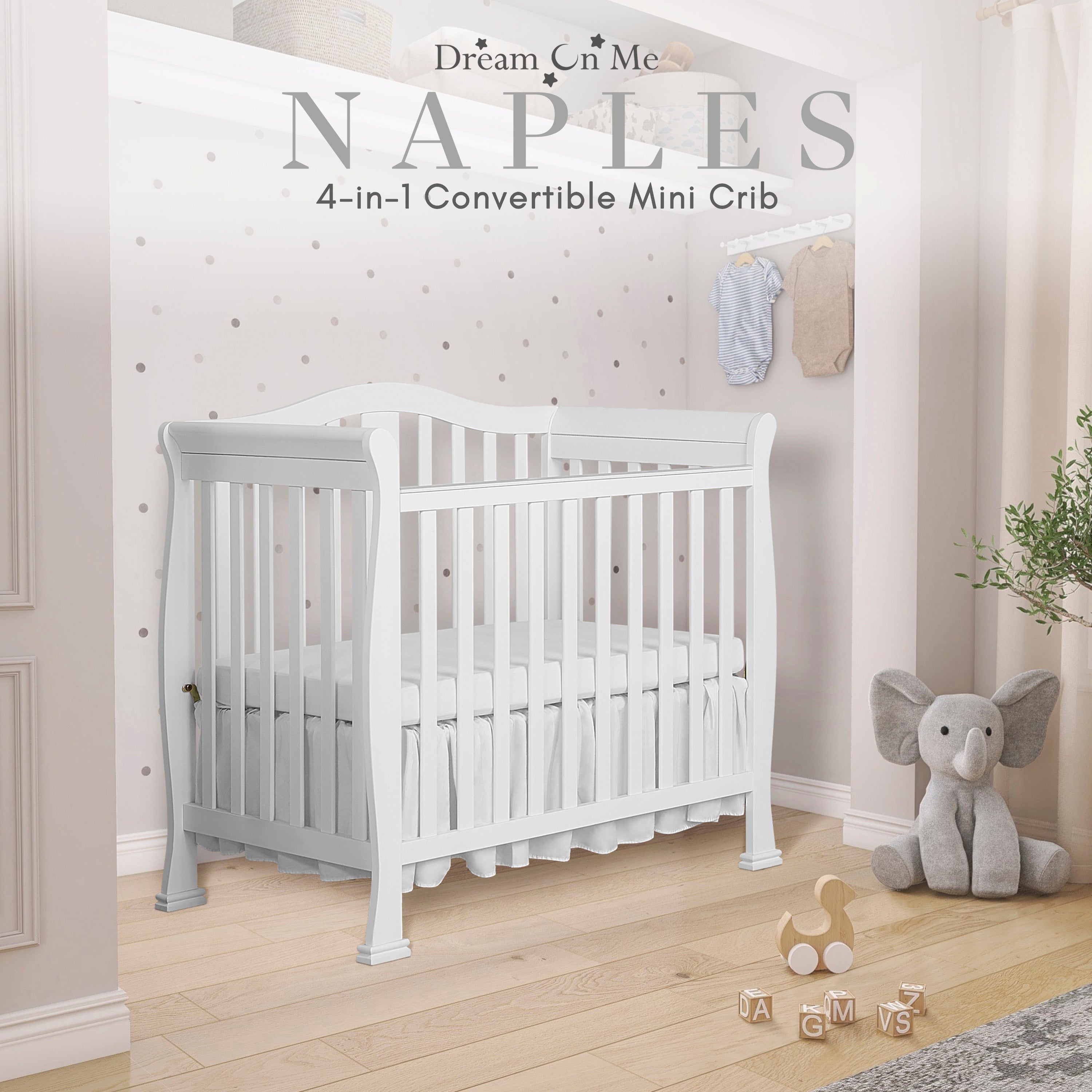 Dream On Me Naples 4-in-1 Convertible Mini Crib