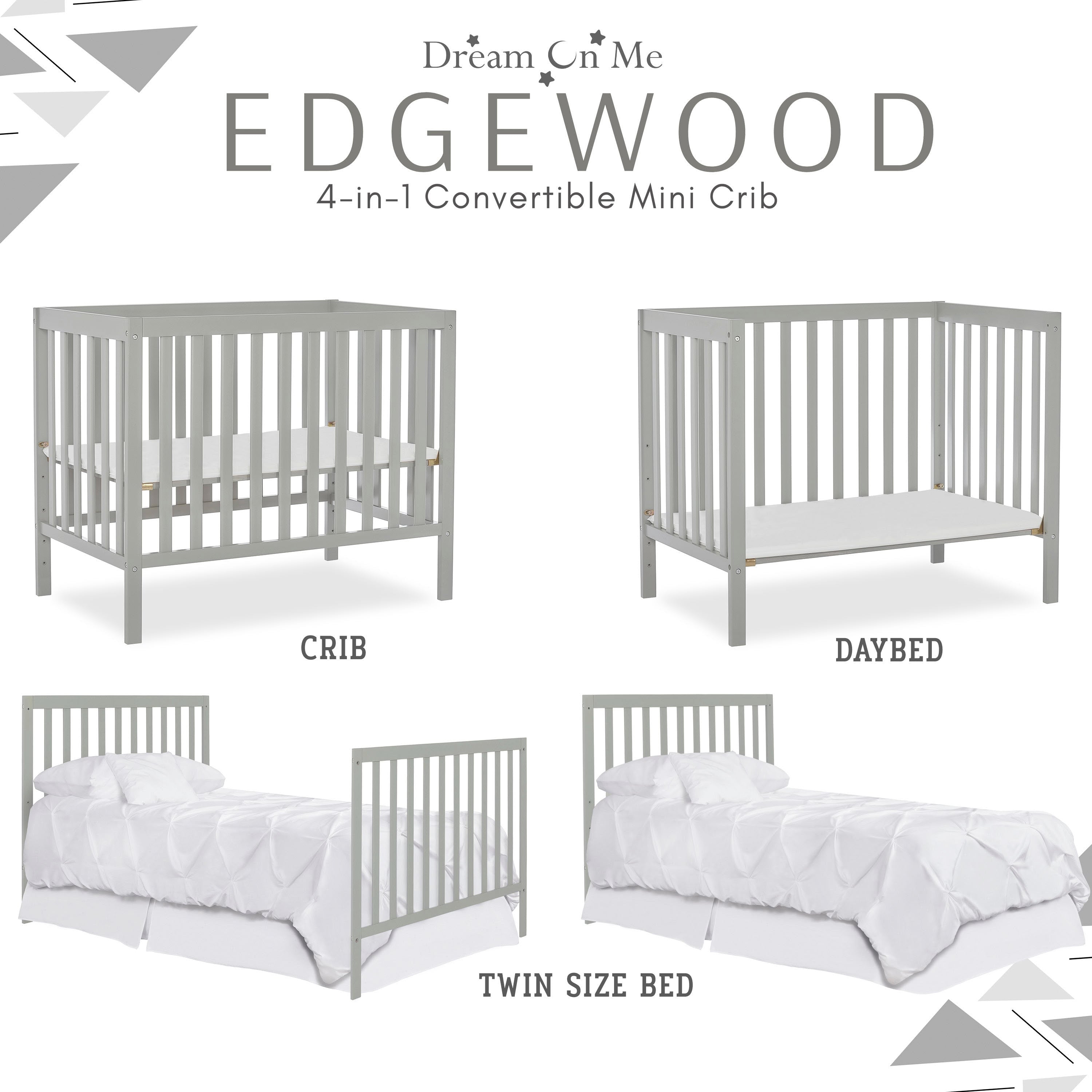 Dream On Me Edgewood 4-in-1 Convertible Mini Crib