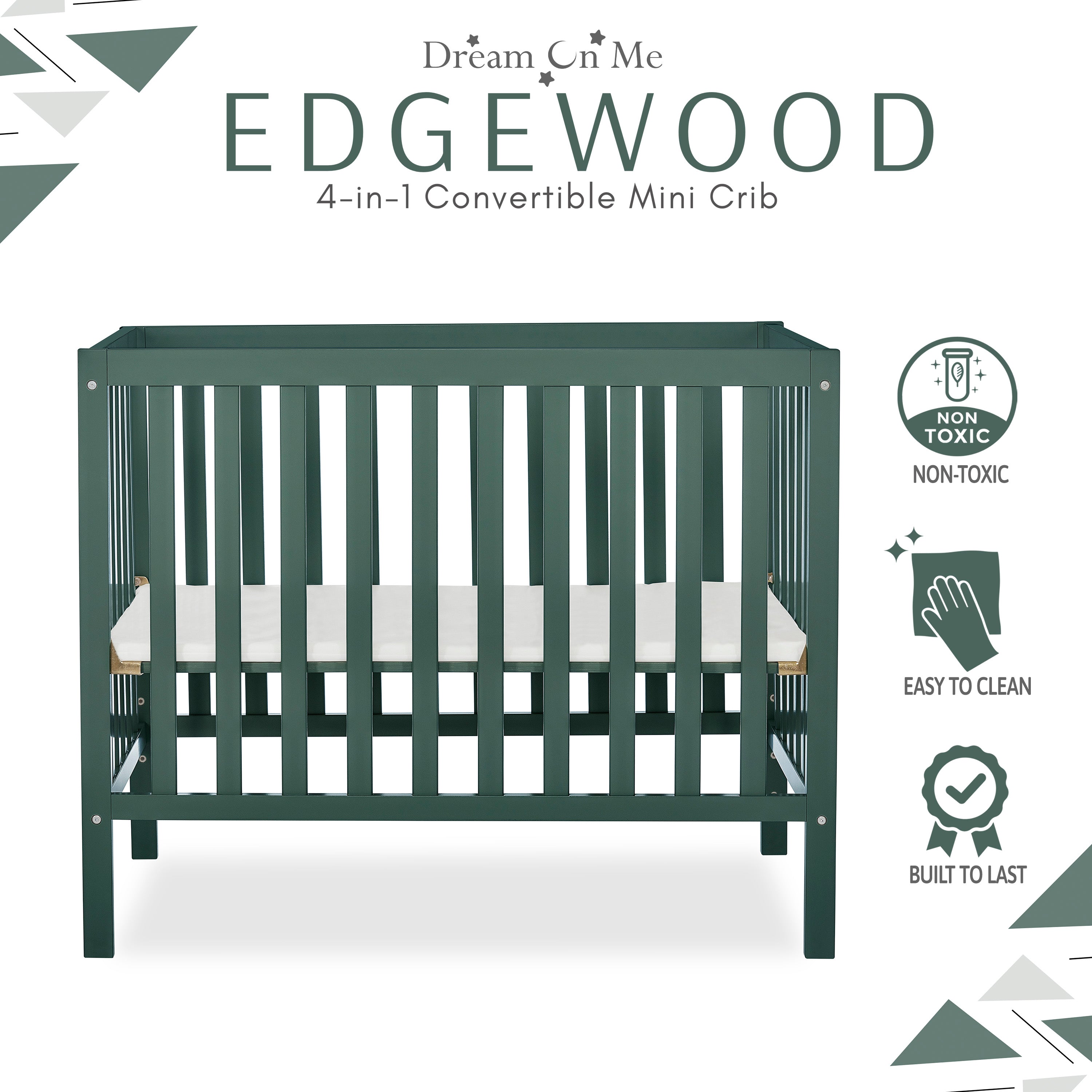 Dream On Me Edgewood 4-in-1 Convertible Mini Crib