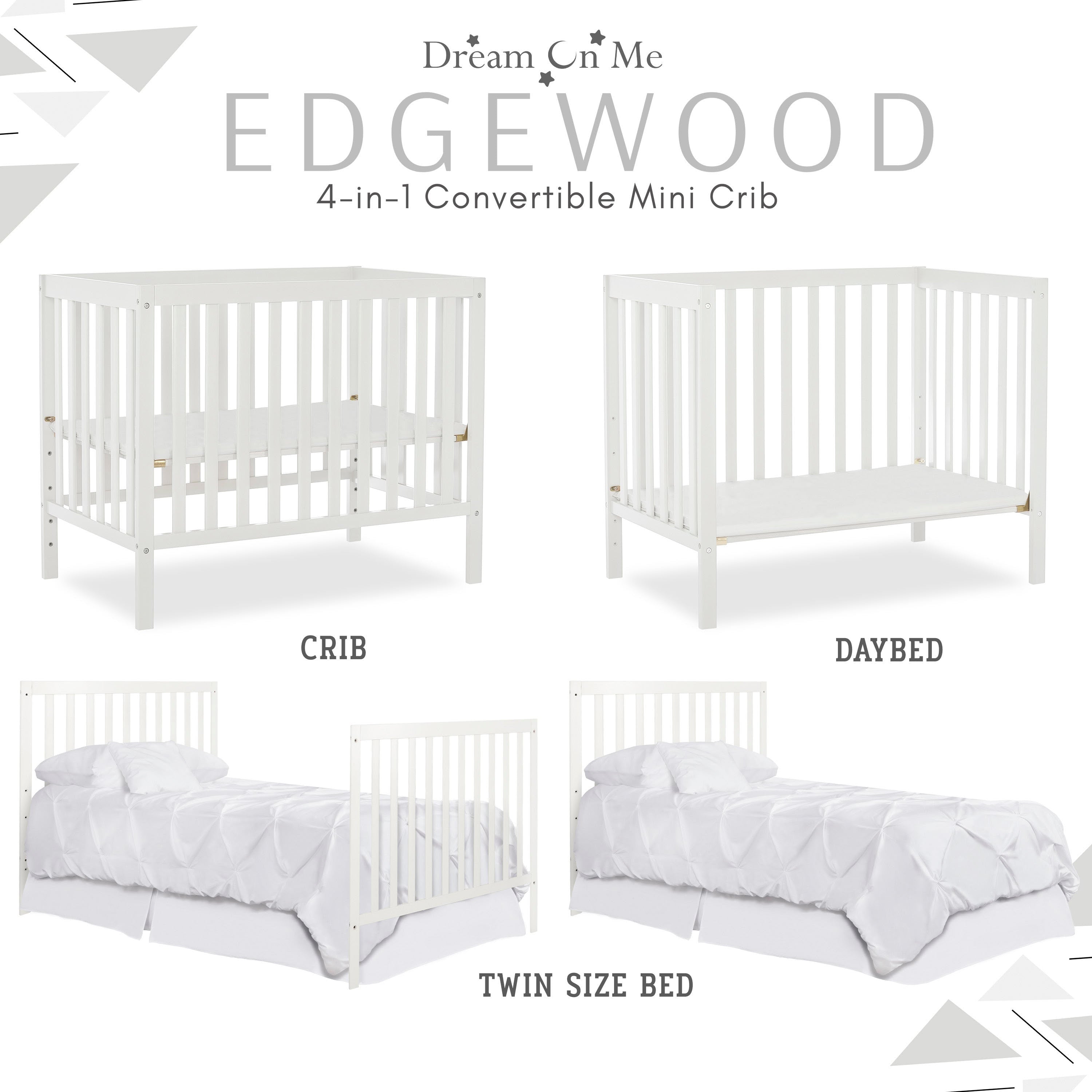 Dream On Me Edgewood 4-in-1 Convertible Mini Crib