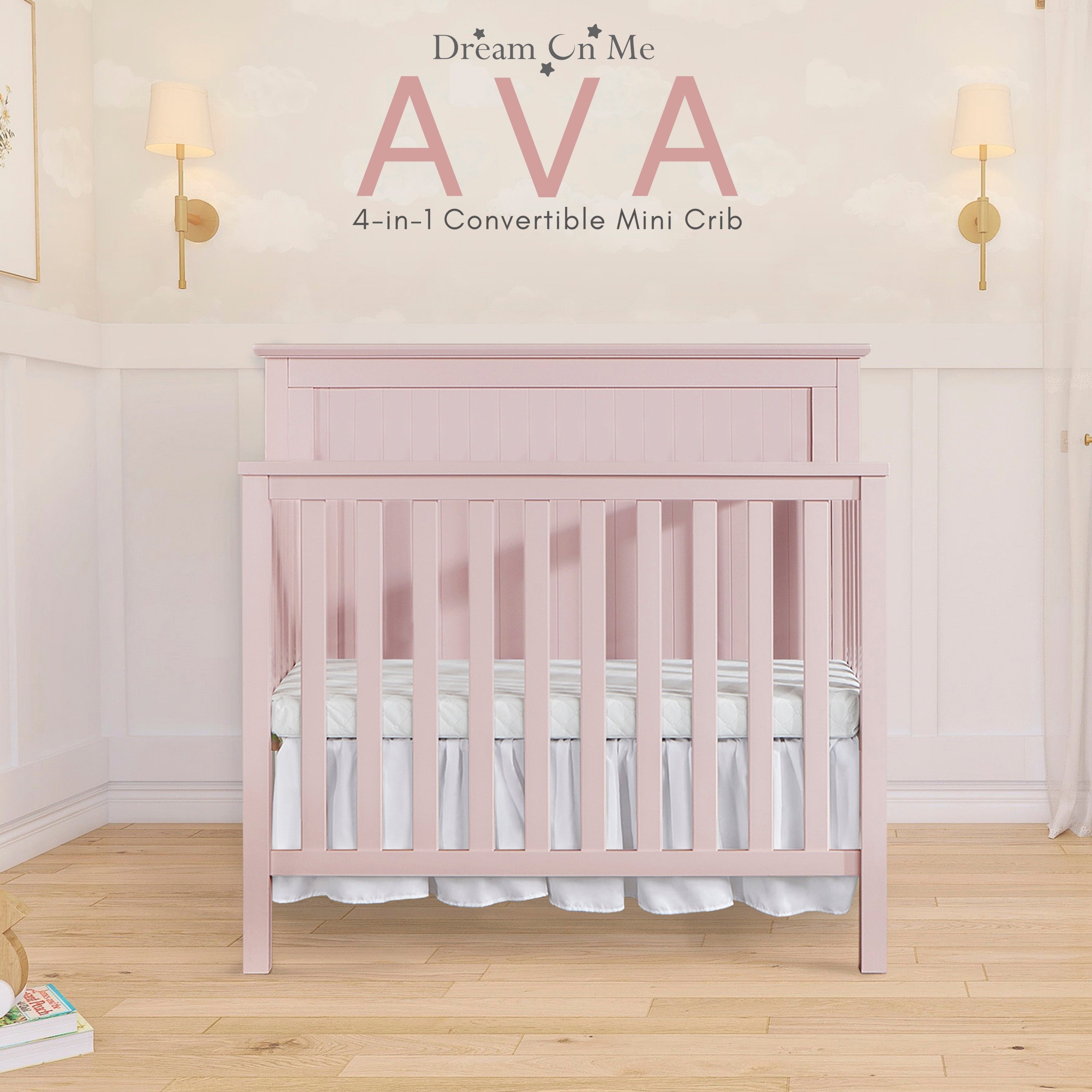 Dream On Me Ava 4-in-1 Convertible Mini Crib
