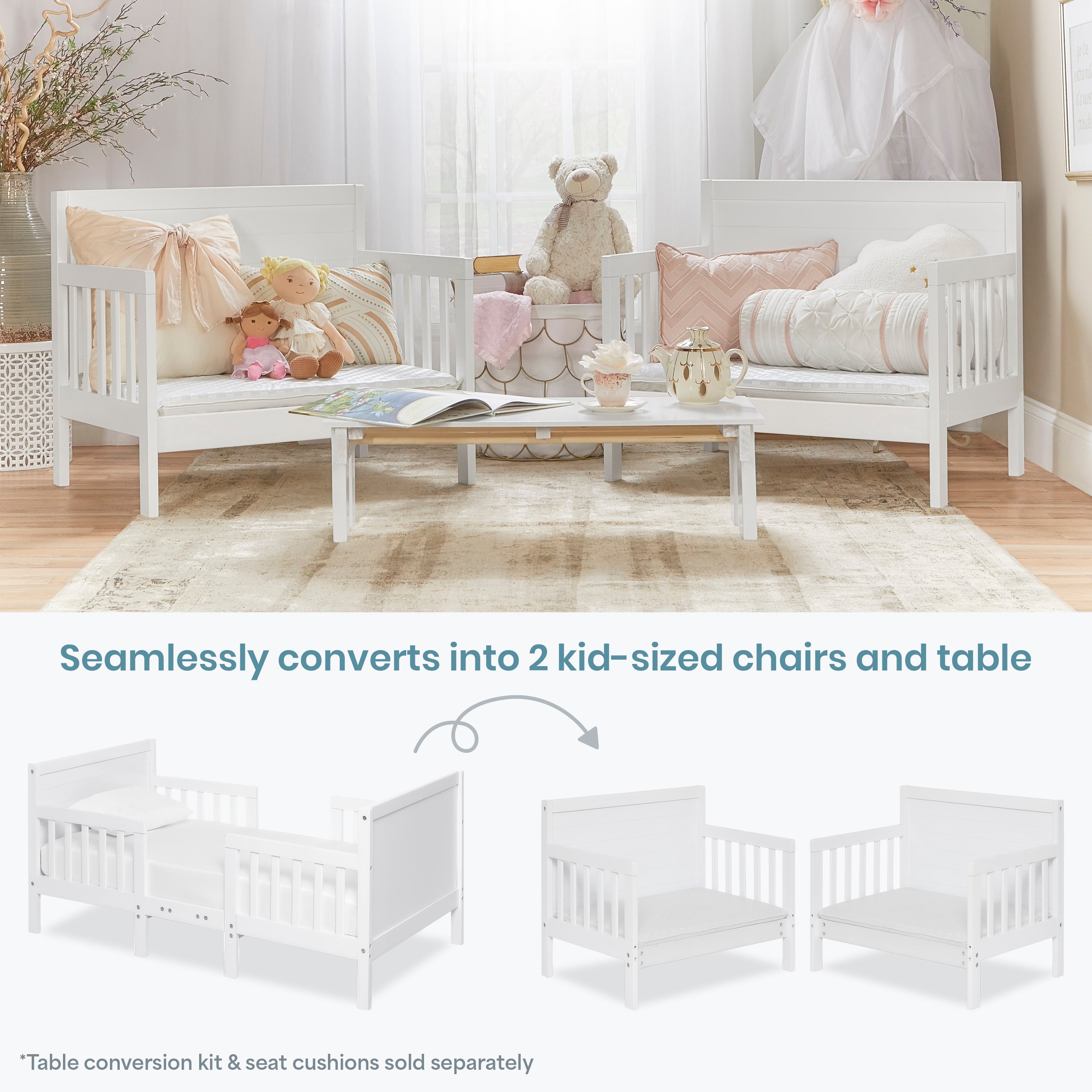 Dream On Me Hudson 3 In 1 Convertible Toddler Bed