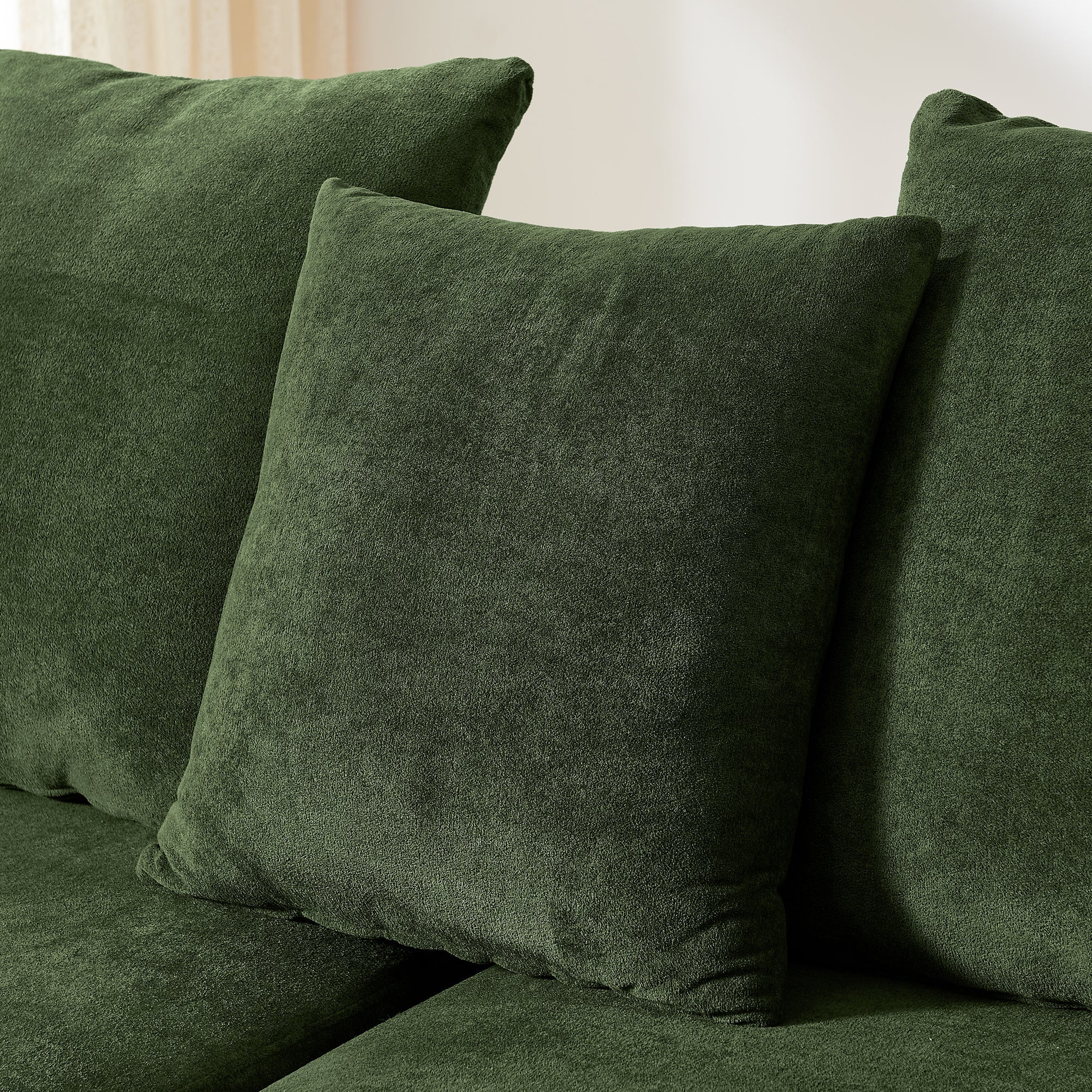Upholstered L-Shape Sectional Sofa Couch - Melange Velvet, Green