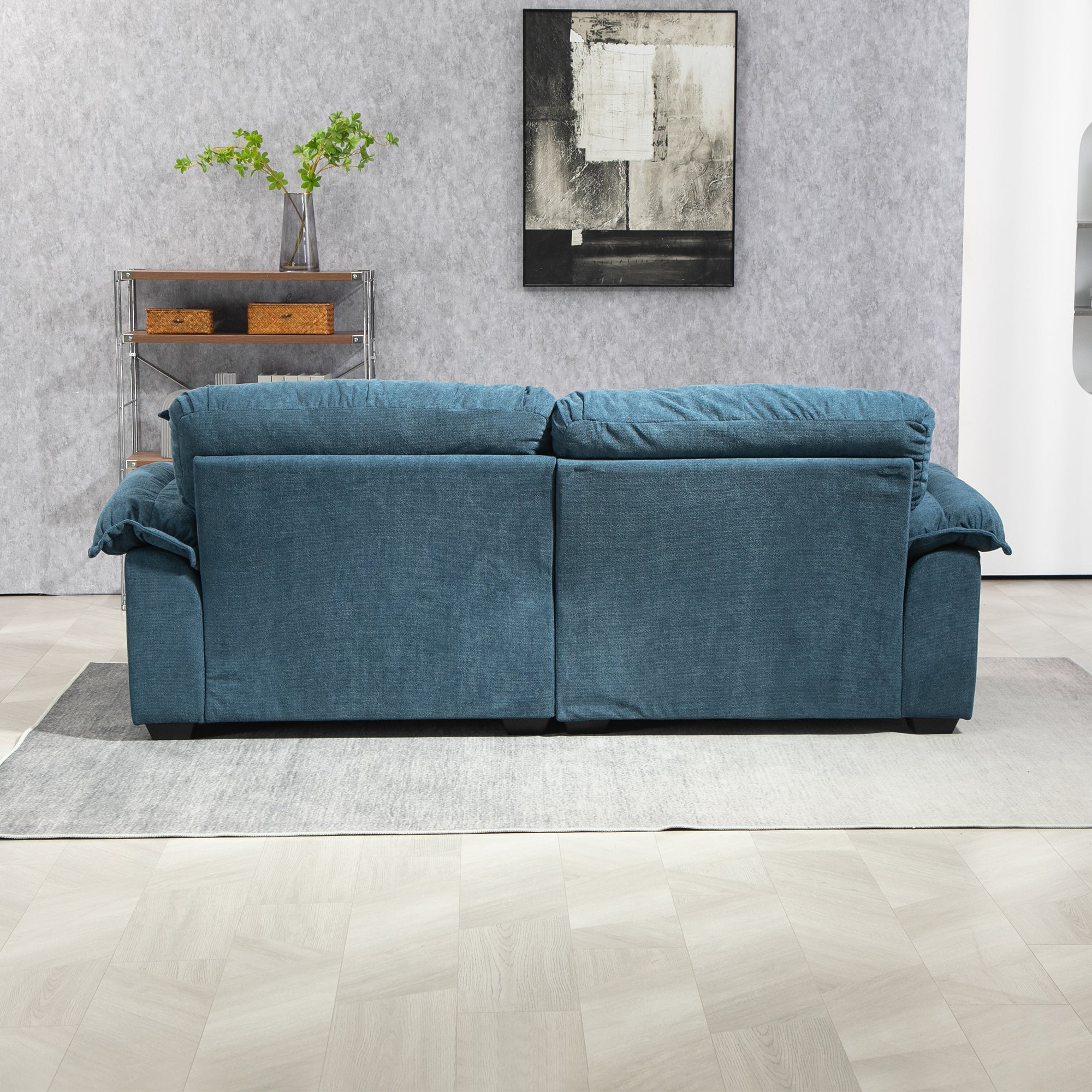 84' Chenille Sofa Small Sofa Loveseat Couch, Blue