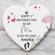 Happy 1st Mother's Day Present Ornament, Personalized Custom Name Mothers Day Ceramic Ornament, Family Gift, Gift for Mom, Gift for Wife 682137