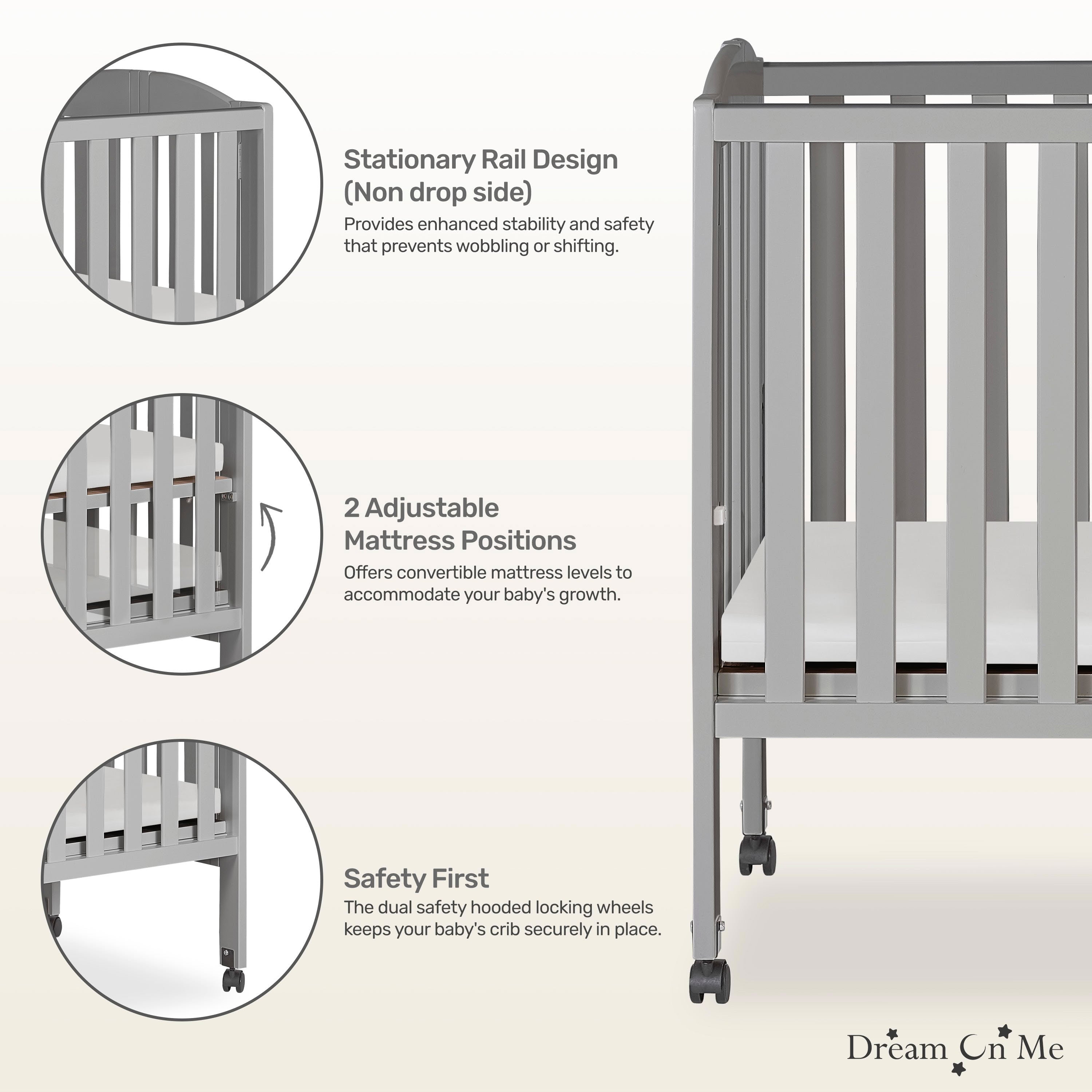 Dream On Me 2-in-1 Folding Portable Mini Crib