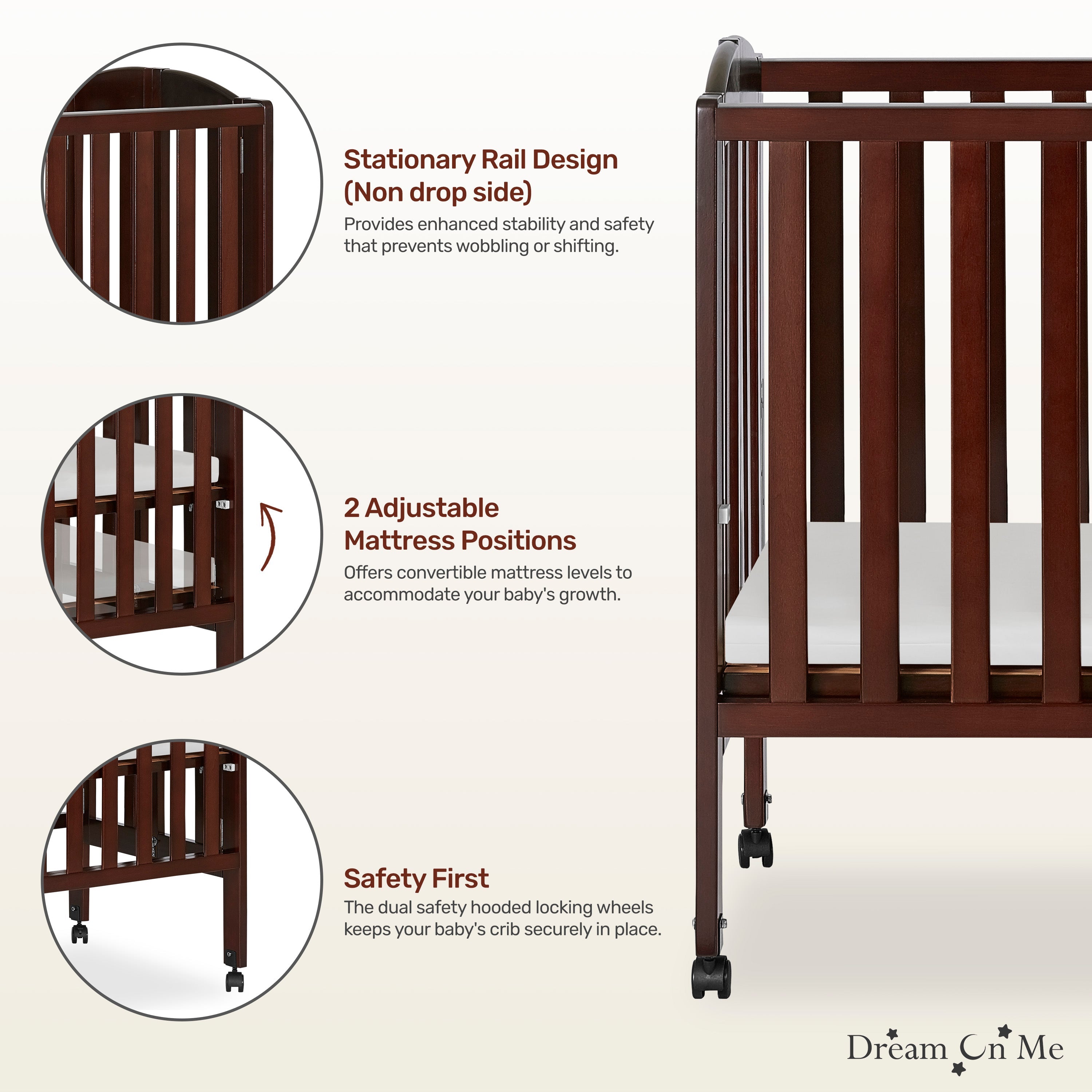 Dream On Me 2-in-1 Folding Portable Mini Crib