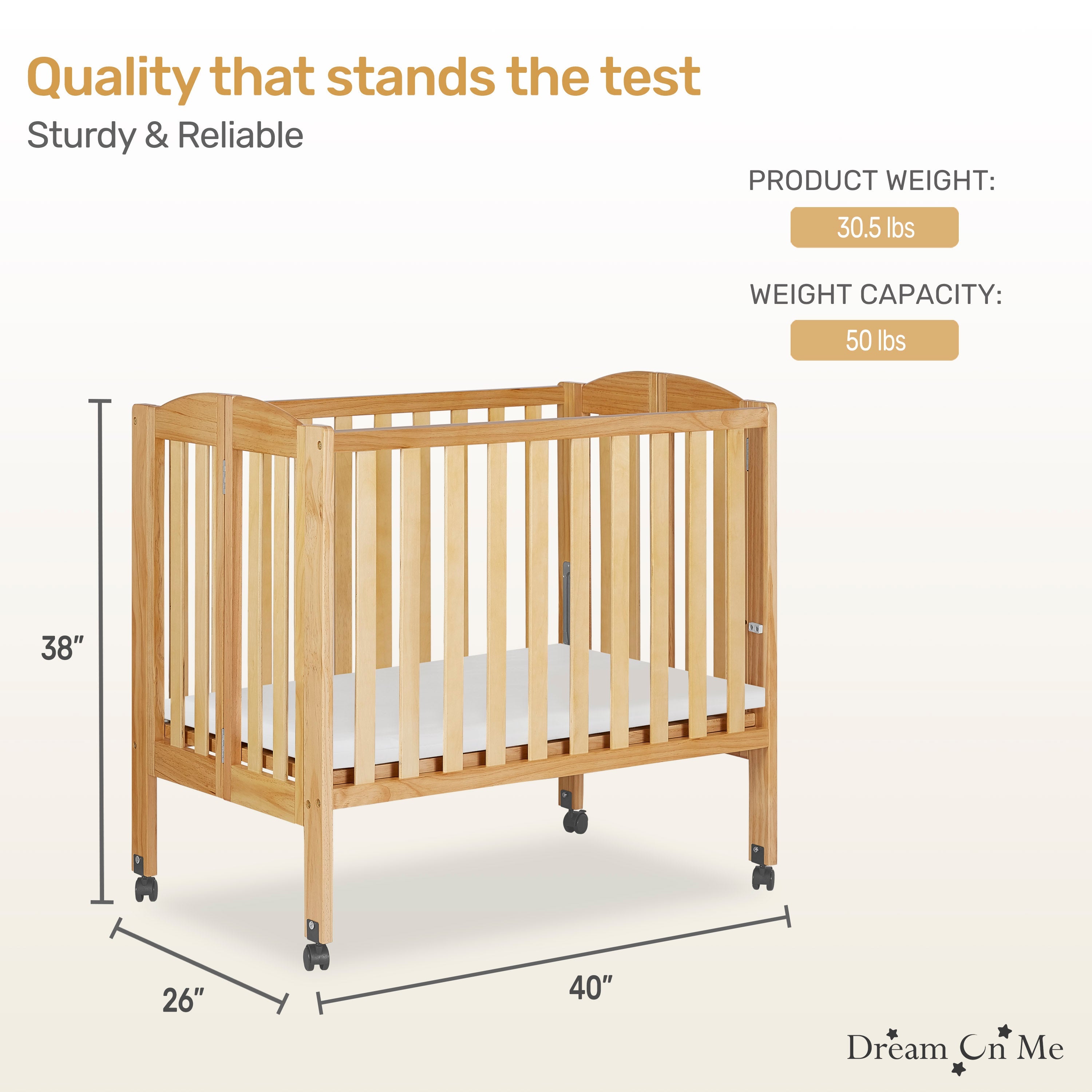 Dream On Me 2-in-1 Folding Portable Mini Crib