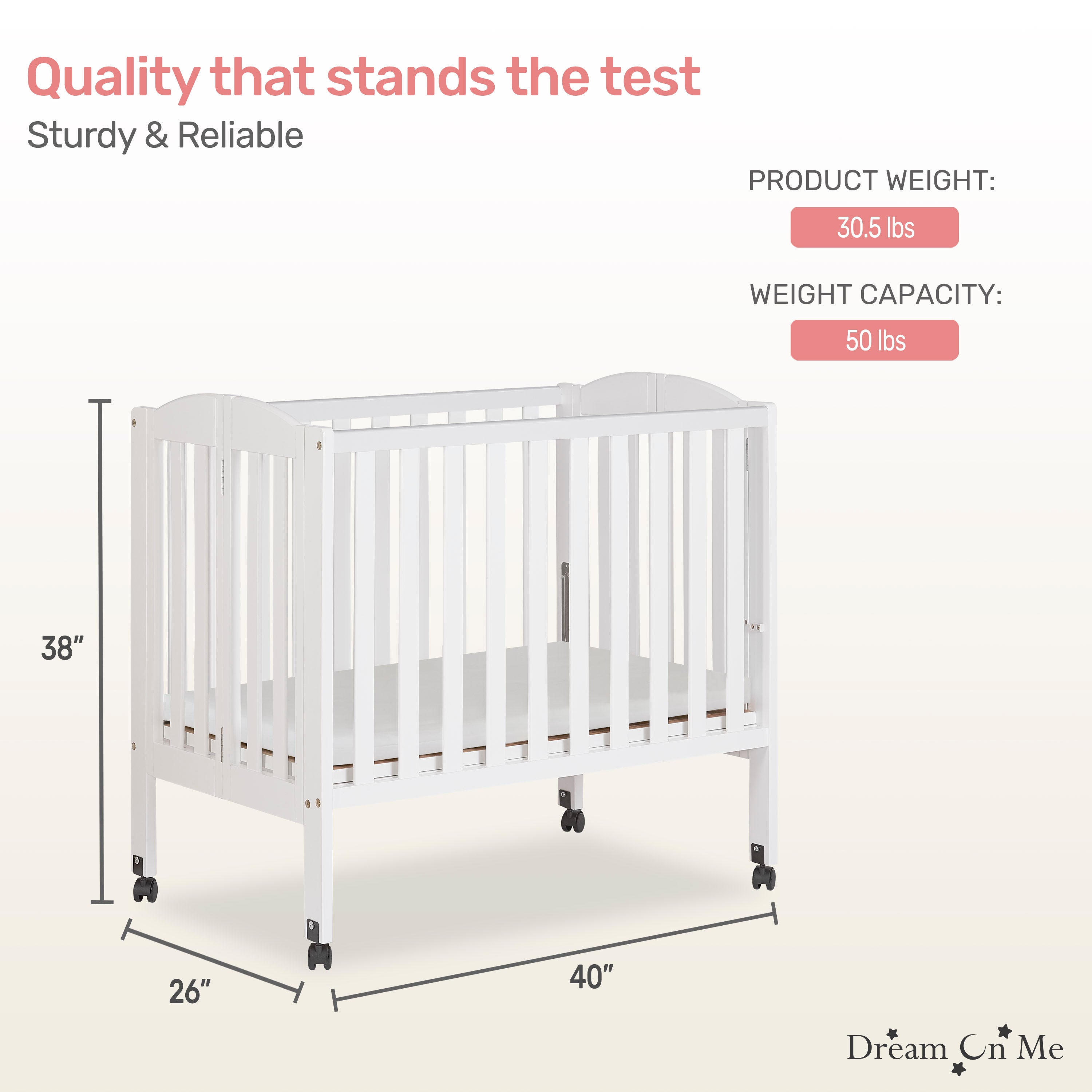 Dream On Me 2-in-1 Folding Portable Mini Crib